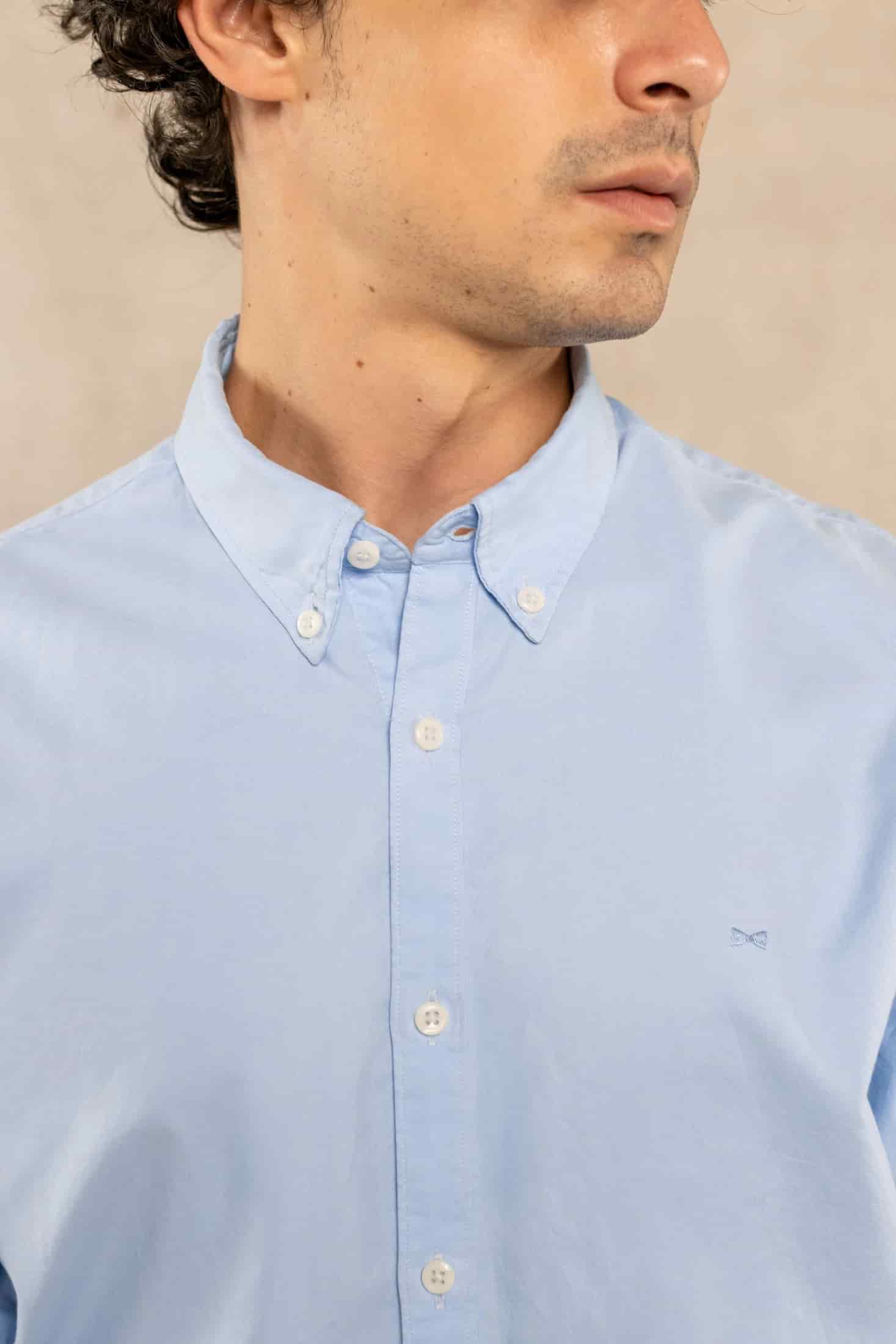 Camisa Antimanchas Oxford Han Blue Logo Contraste - miniatura 3