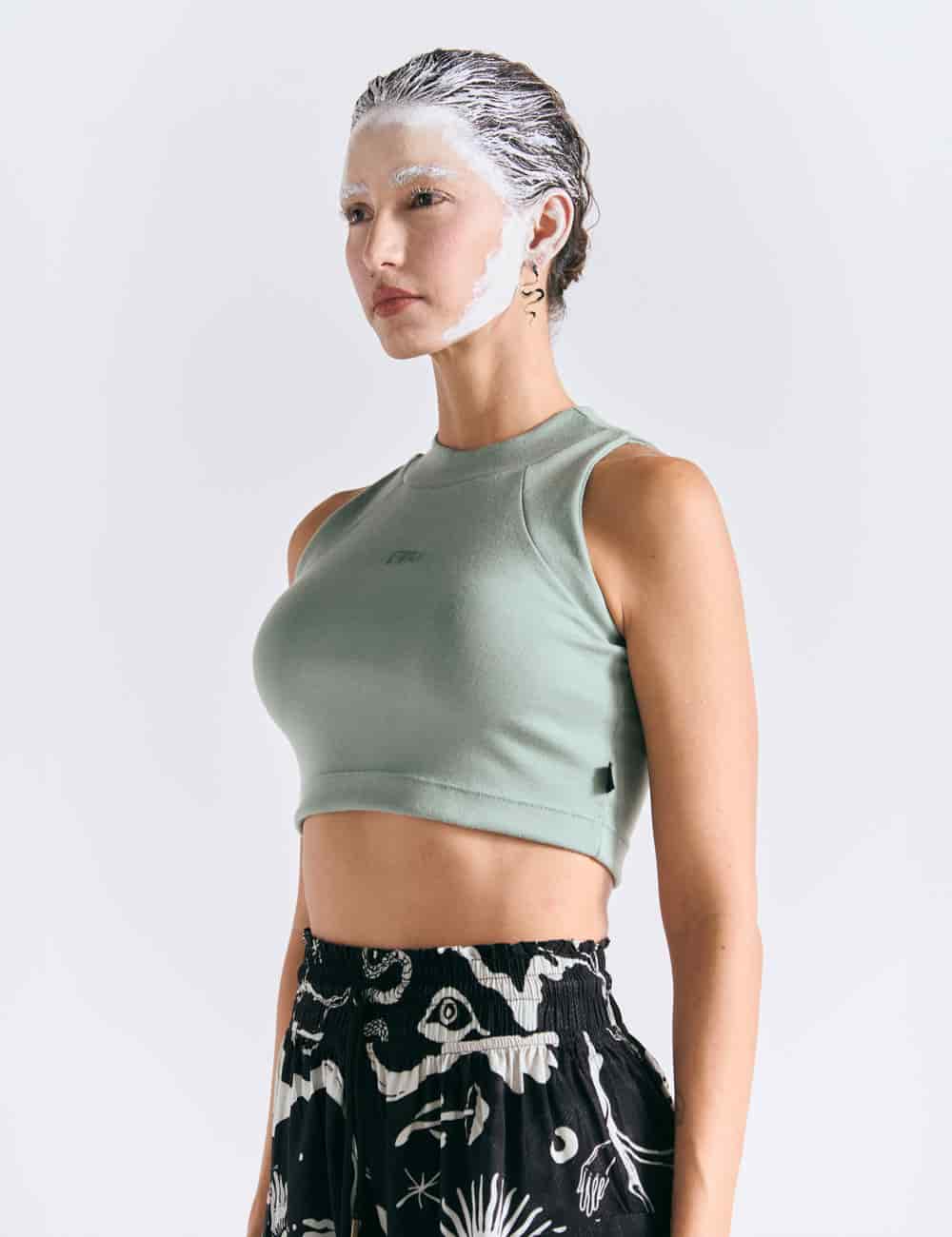 Crop Top Raglan  verde pistacho Mujer - miniatura 1