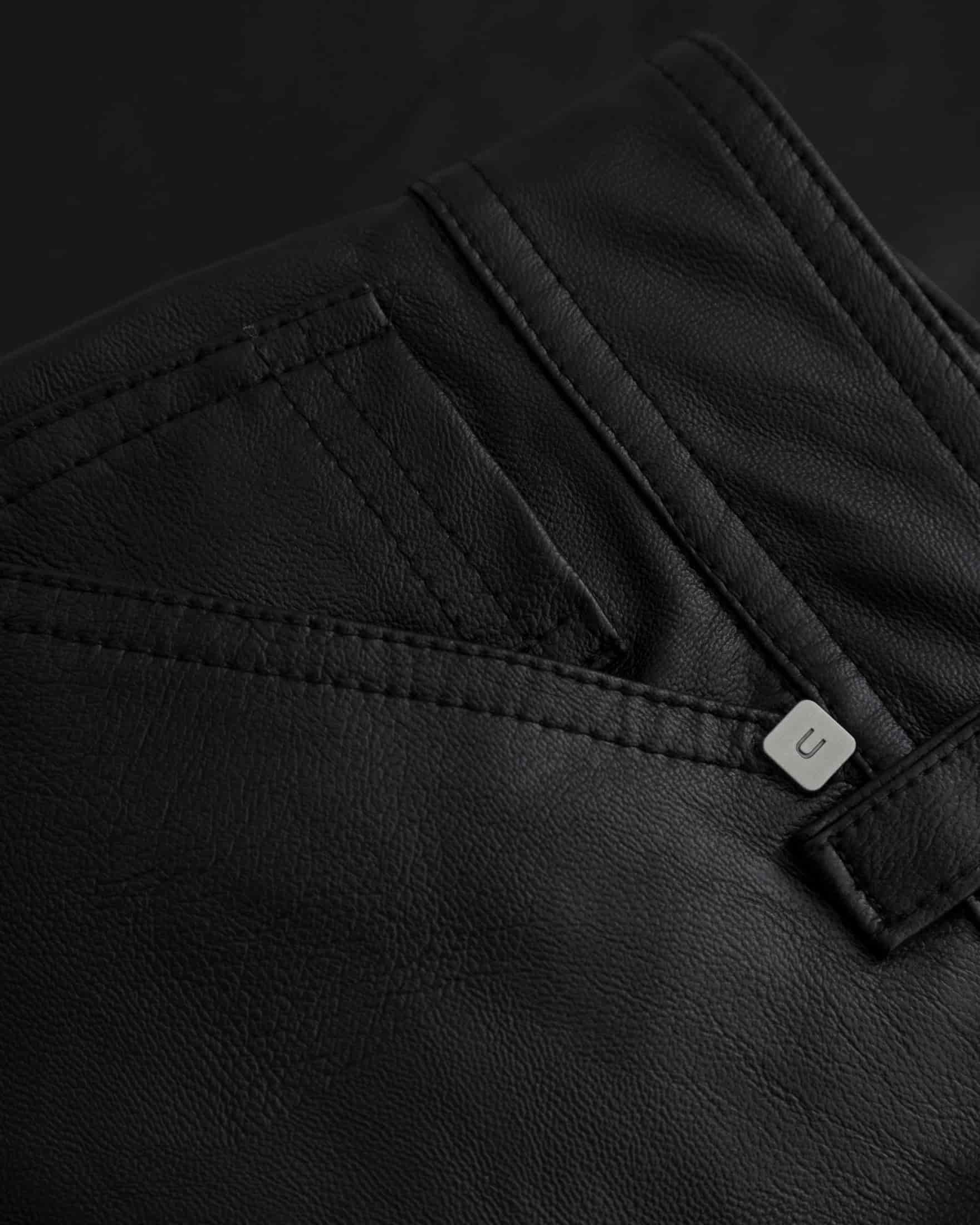 W Capsule Basic Pleather Wide Jeans Black - miniatura 6