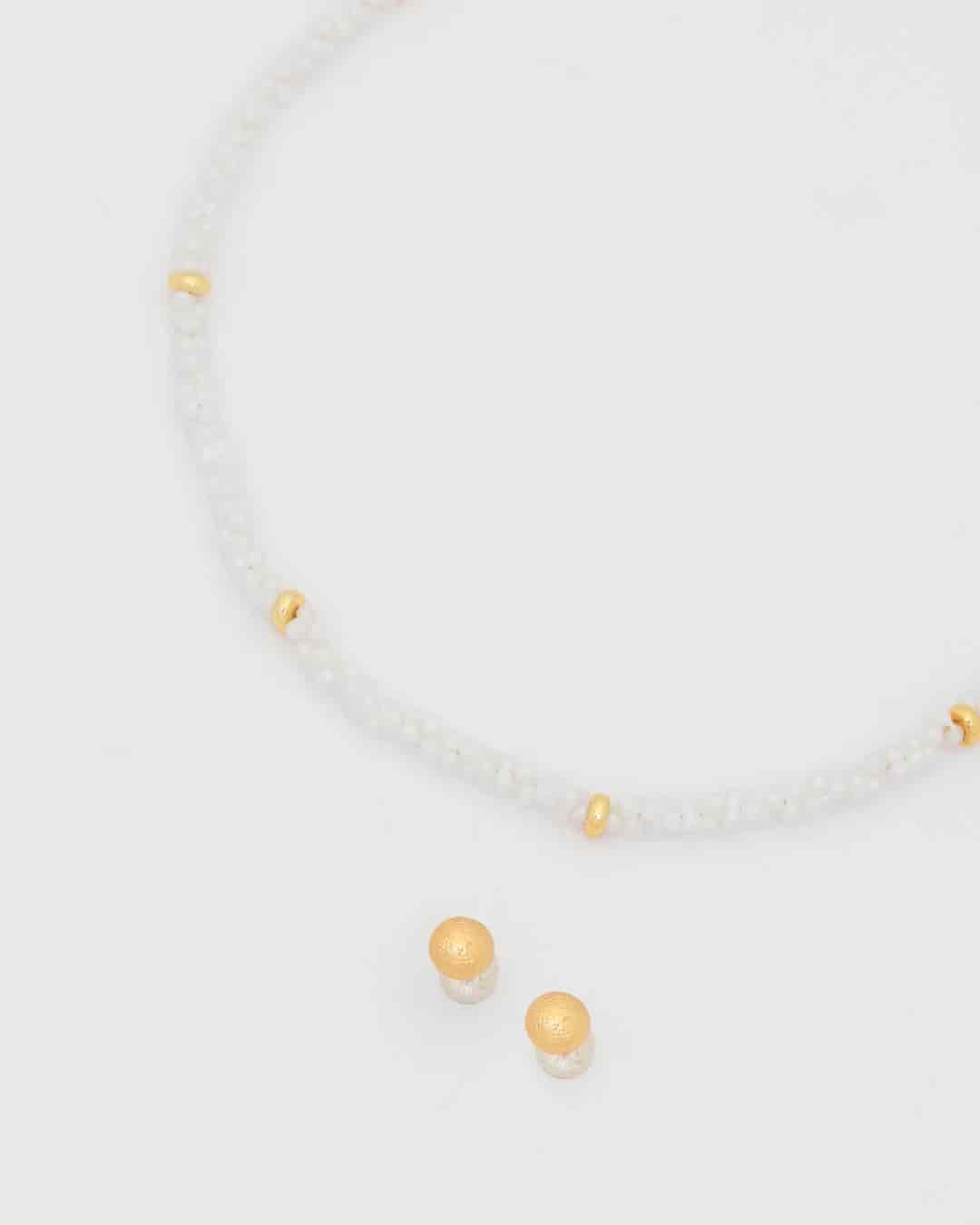Collar Mini Perla Amorfa + Aretes - miniatura 2
