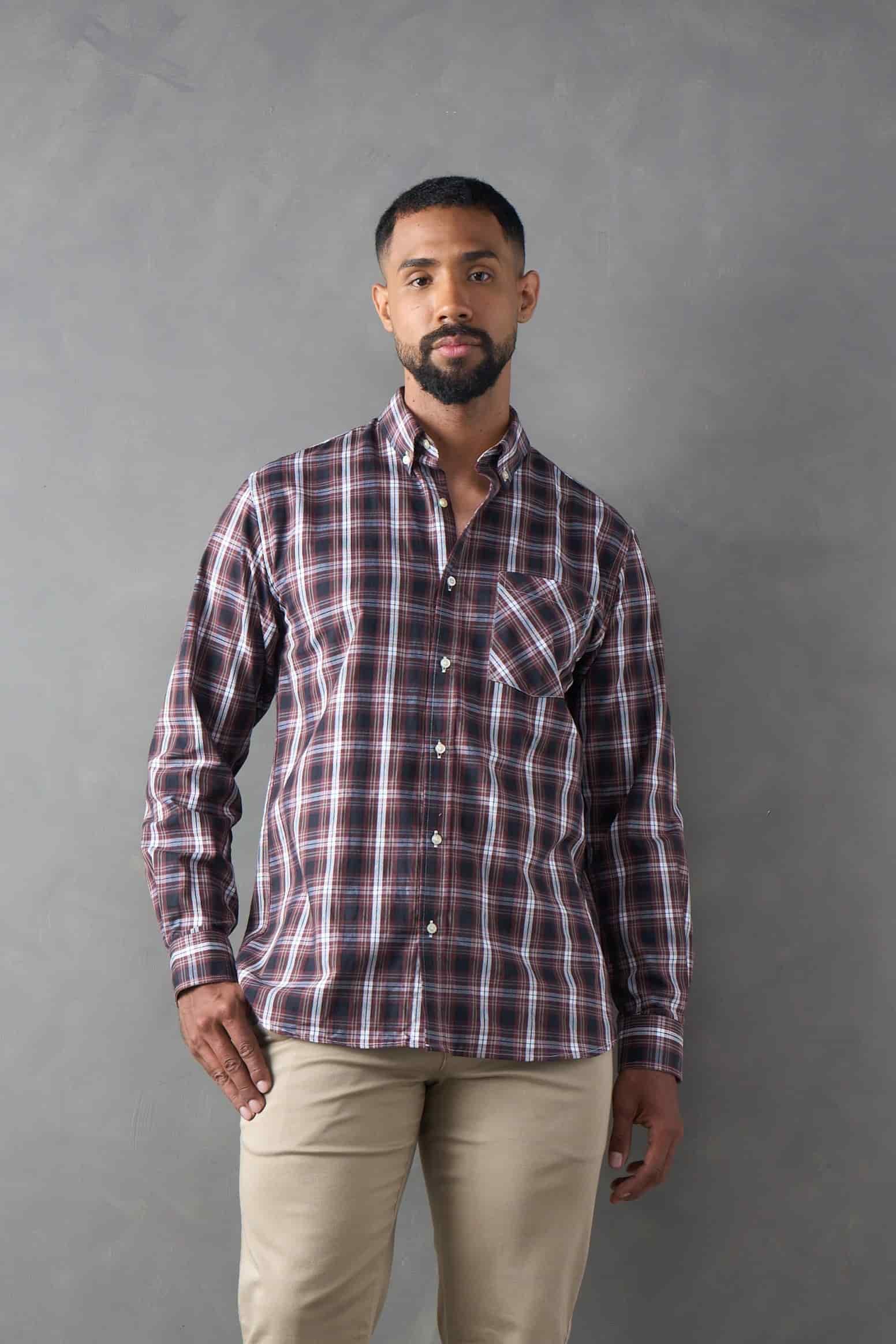 Camisa a cuadros regular fit rojo - miniatura 1