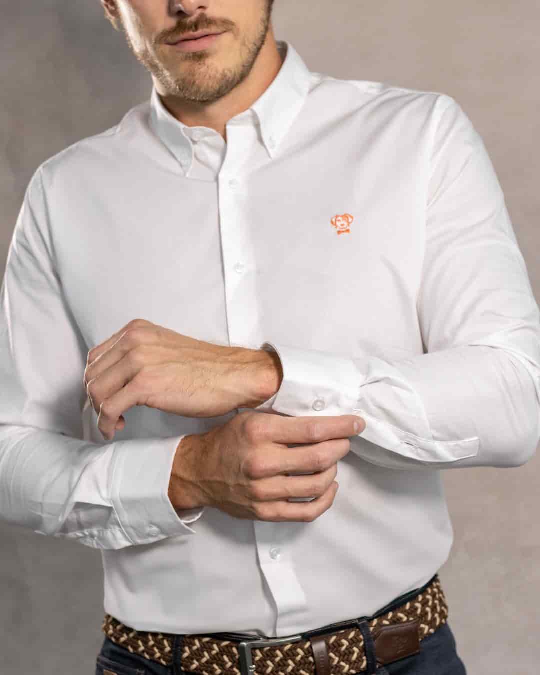 Camisa Antimanchas Popelina Blanco Logo Coral - Talla Regular - miniatura 3
