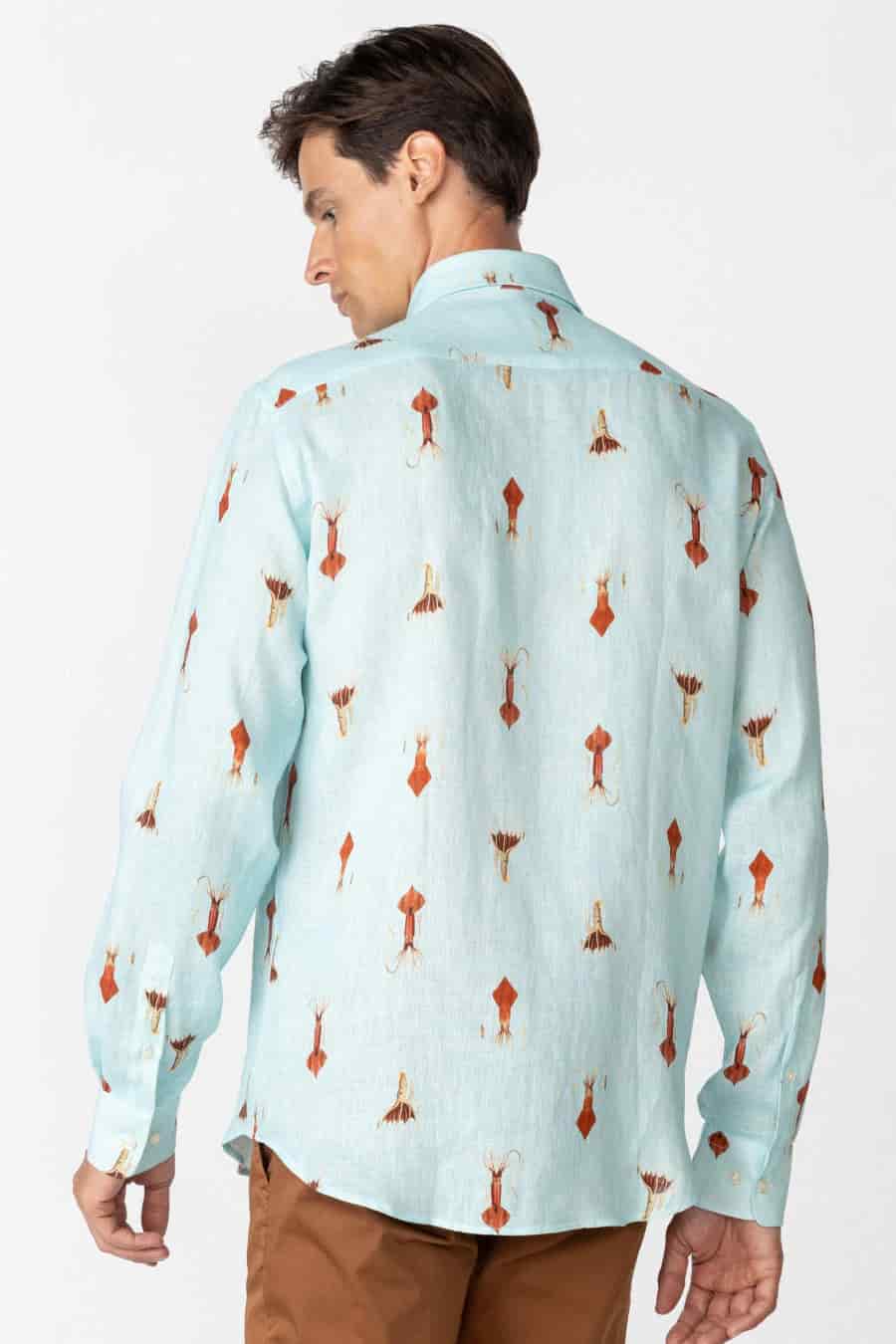 Men's linen shirt sky blue verne - miniatura 4
