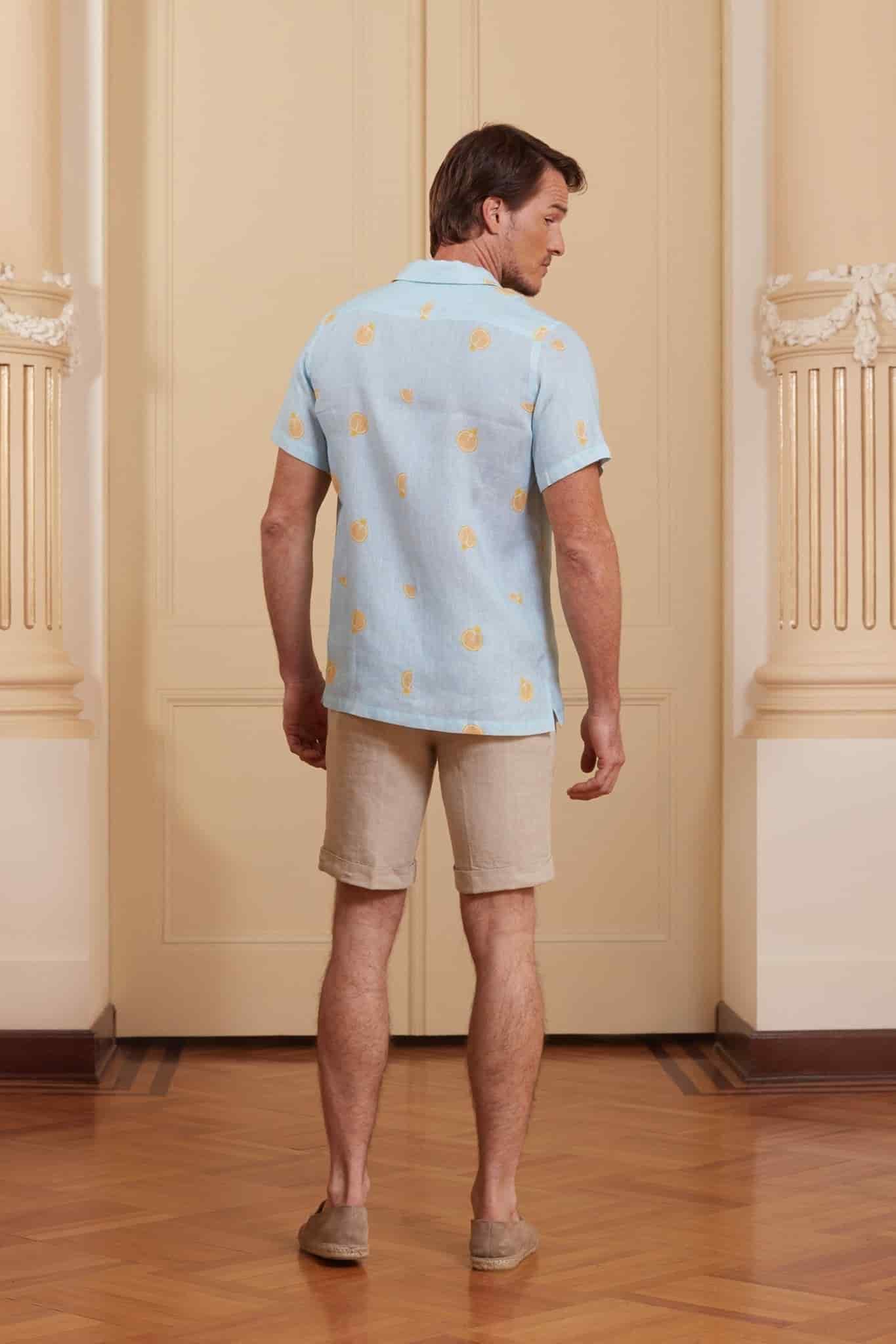 Men's bastión linen shirt sky blue - miniatura 3
