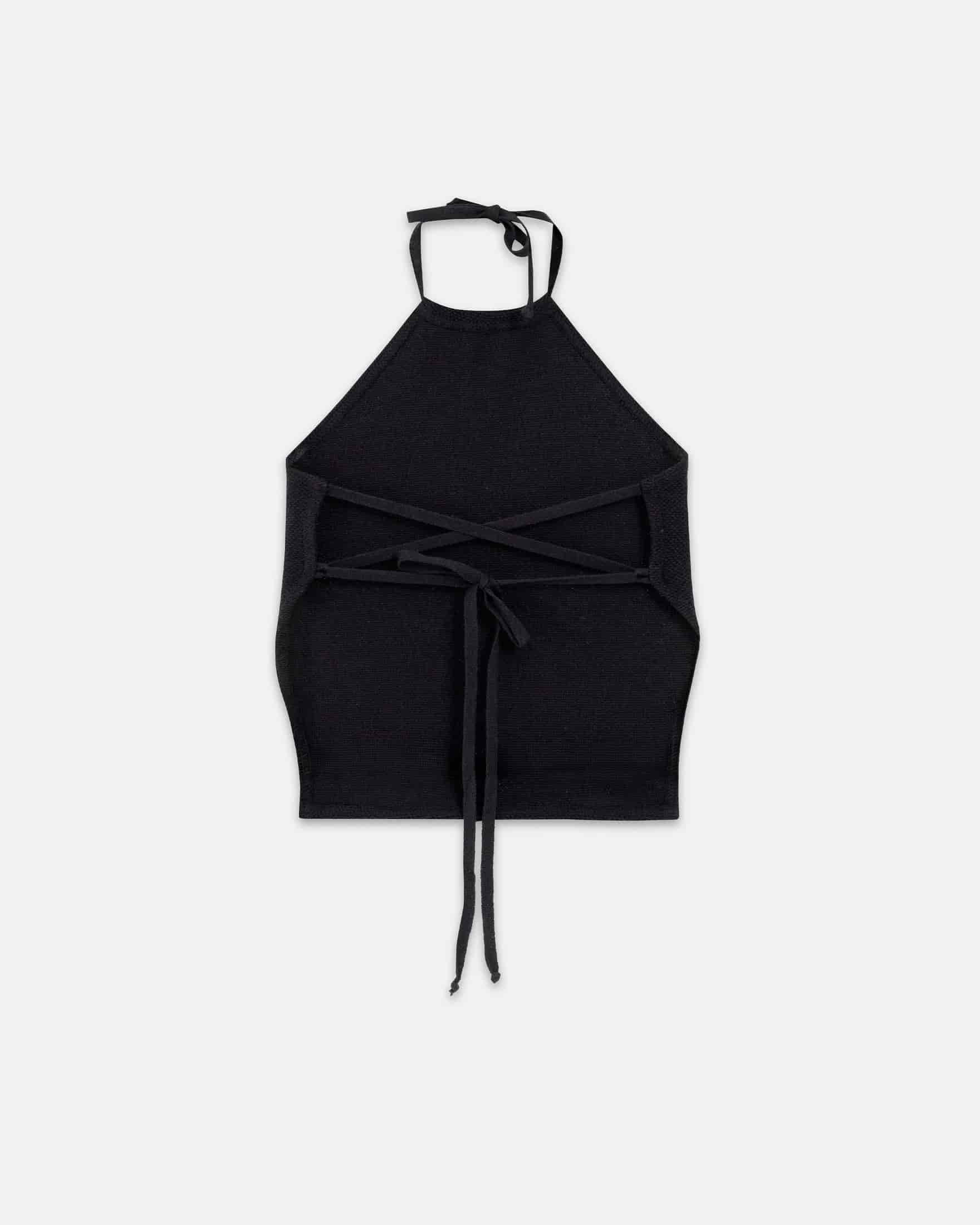W Basics Knit Strap Top Black - miniatura 3