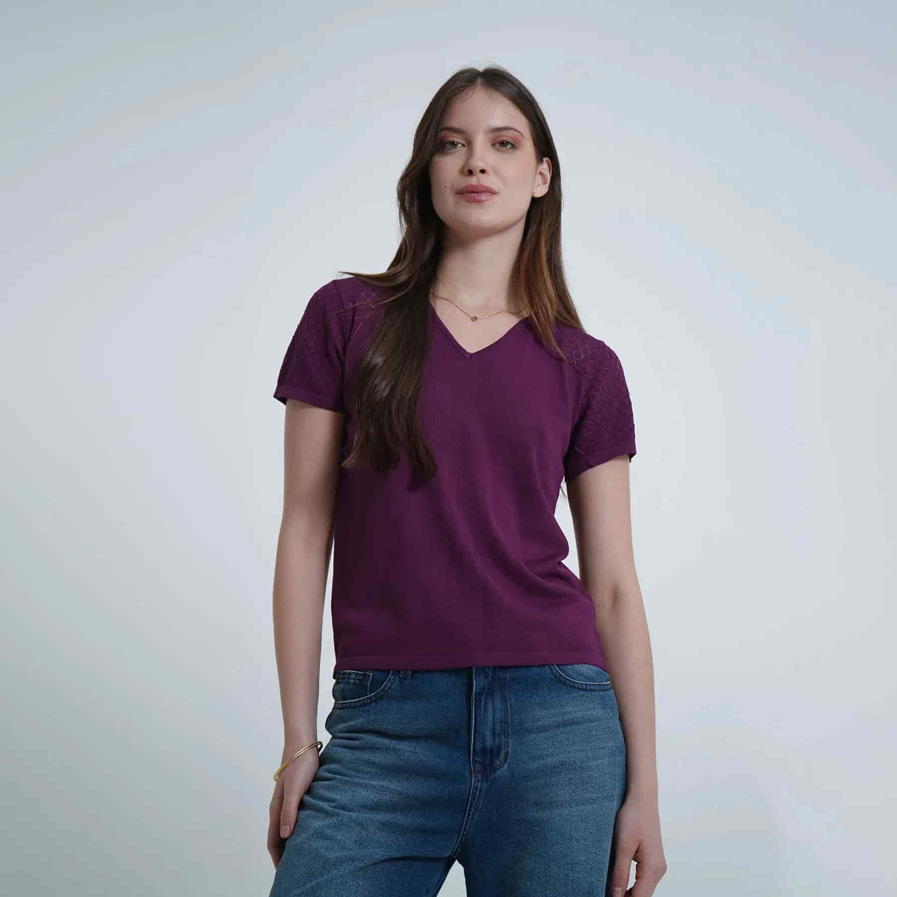 Sweater Cuello V Manga Corta - miniatura 3