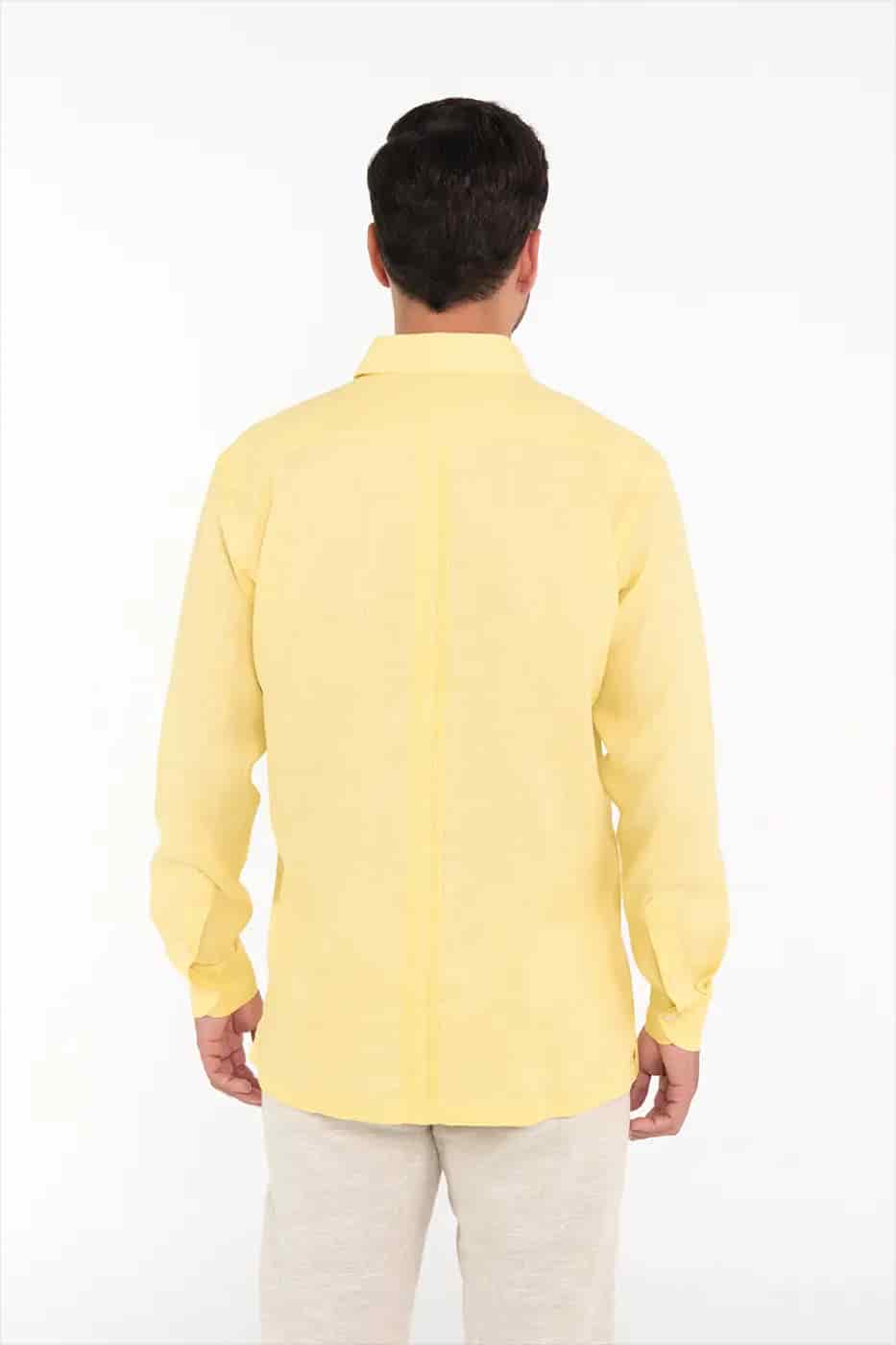 Guayabera Classic Fit 100% Lino Amarillo - miniatura 3