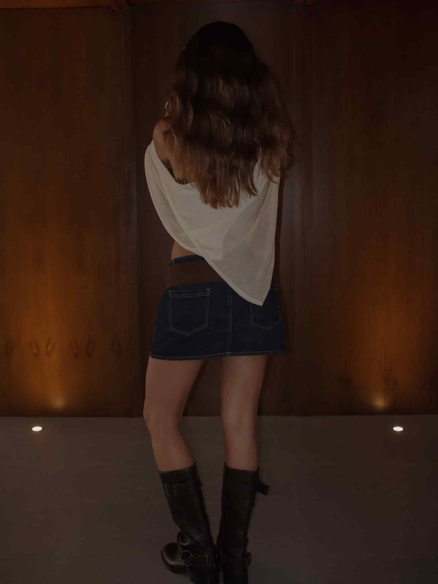INDIGO MINI SKIRT - RAW DENIM - miniatura 6