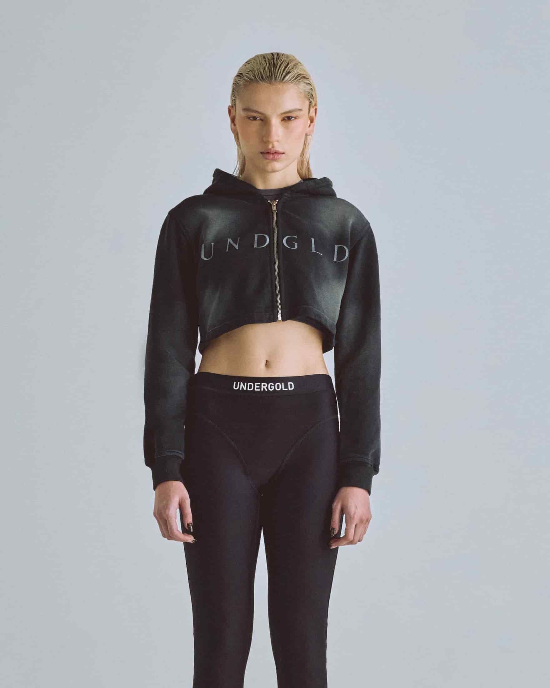 Eternal UNDGLD Slim Fit Zip Up Cropped Hoodie Smoky Black - miniatura 2