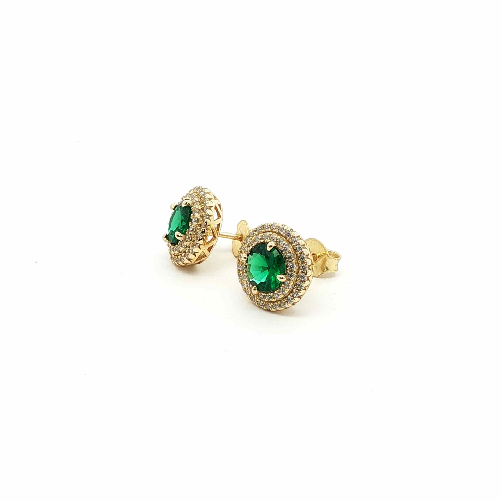 Double Halo Earrings Green - miniatura 5