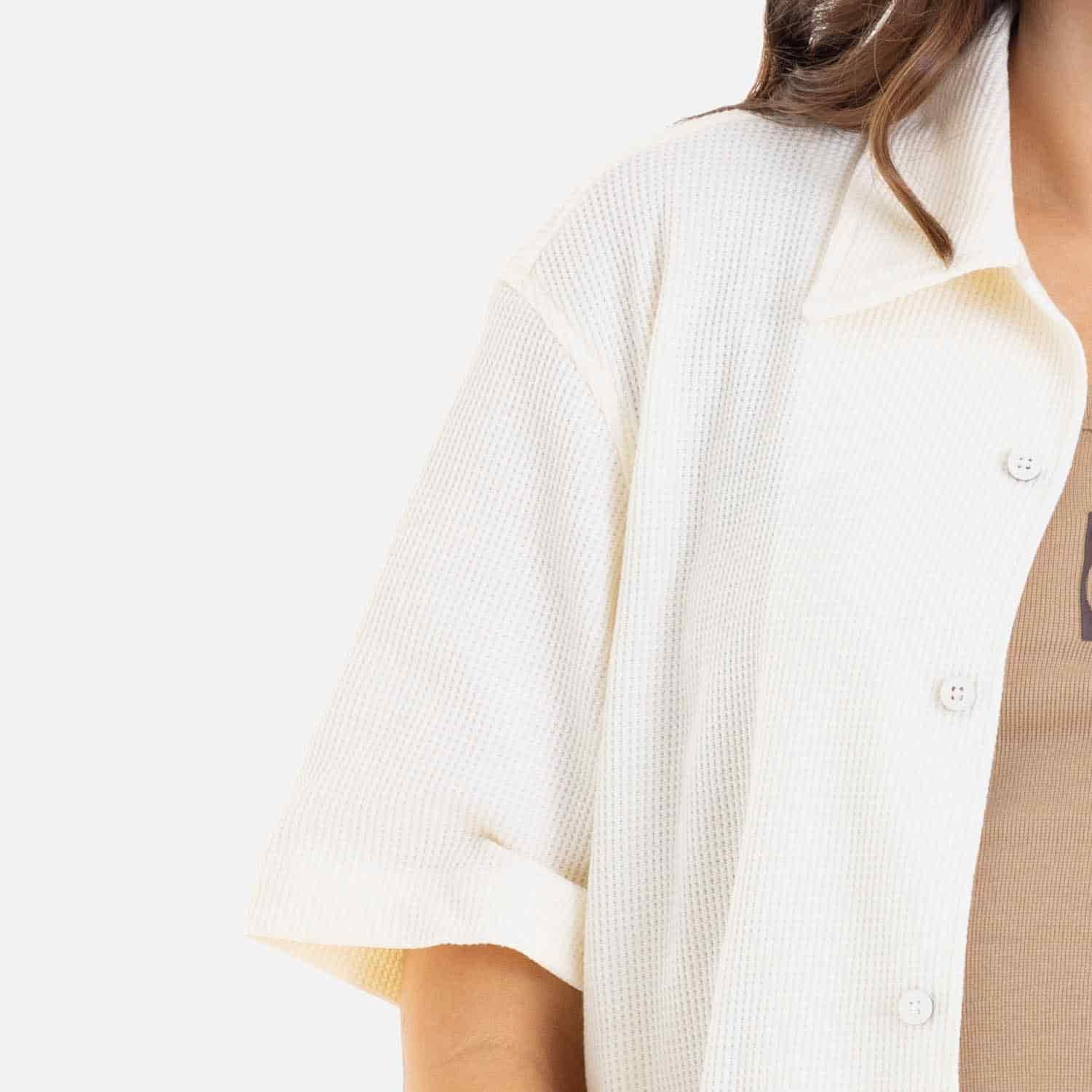 Relaxed Short Sleeve Shirt Ivory - miniatura 3