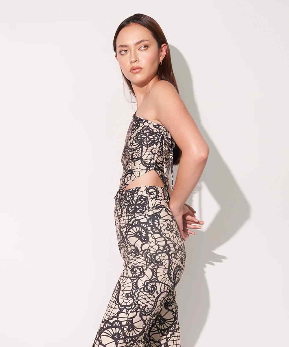 One Shoulder Top In Faux Lace - miniatura 5