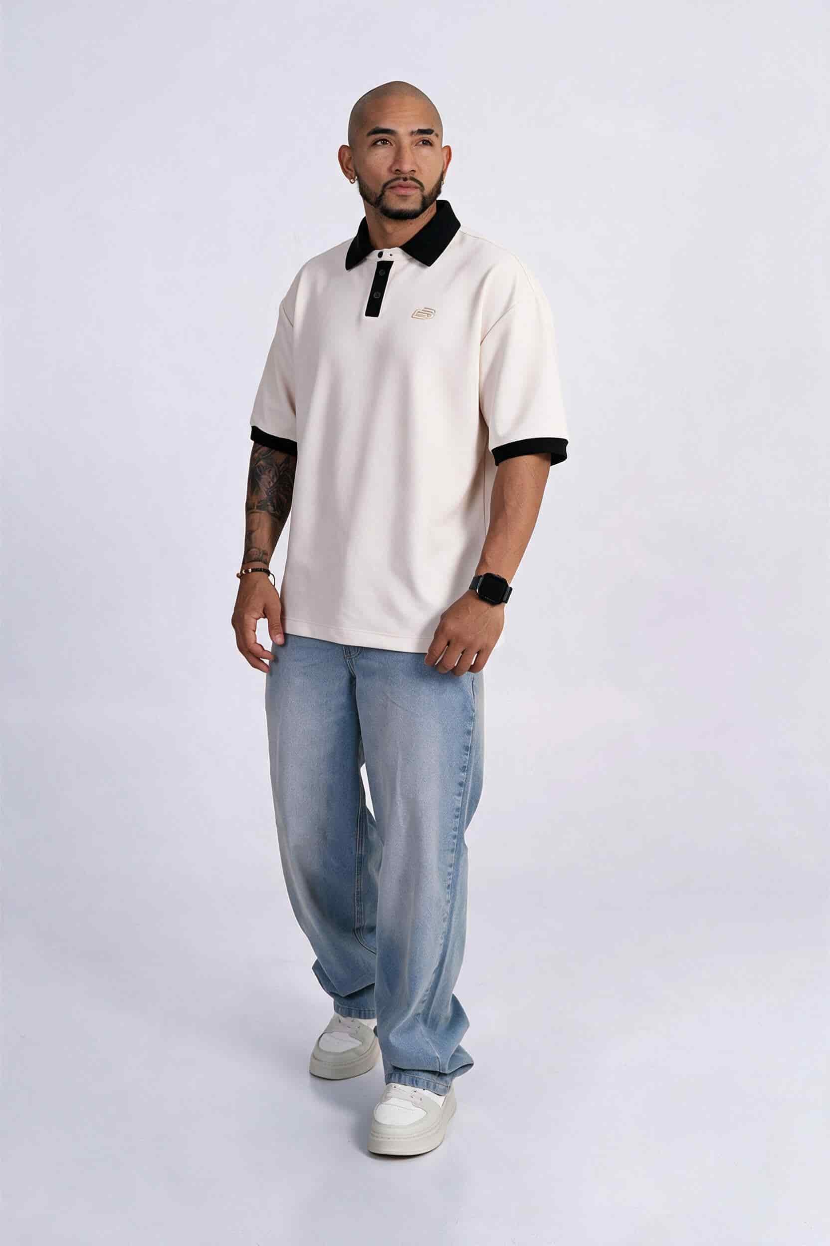 Polo oversize bordado crema - miniatura 3