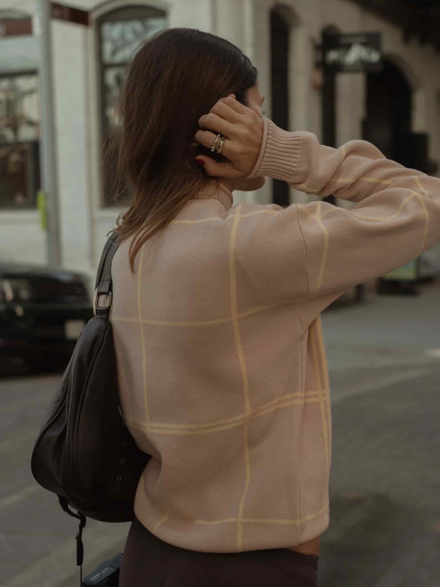 GRID SWEATER - NATURAL & CELESTIAL YELLOW - miniatura 8