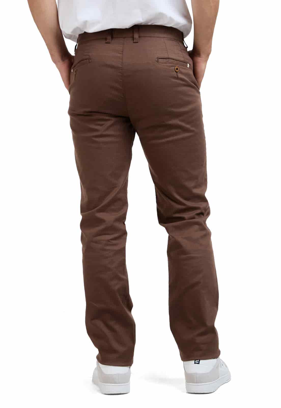 Pantalon dril cafe con spandex - miniatura 2