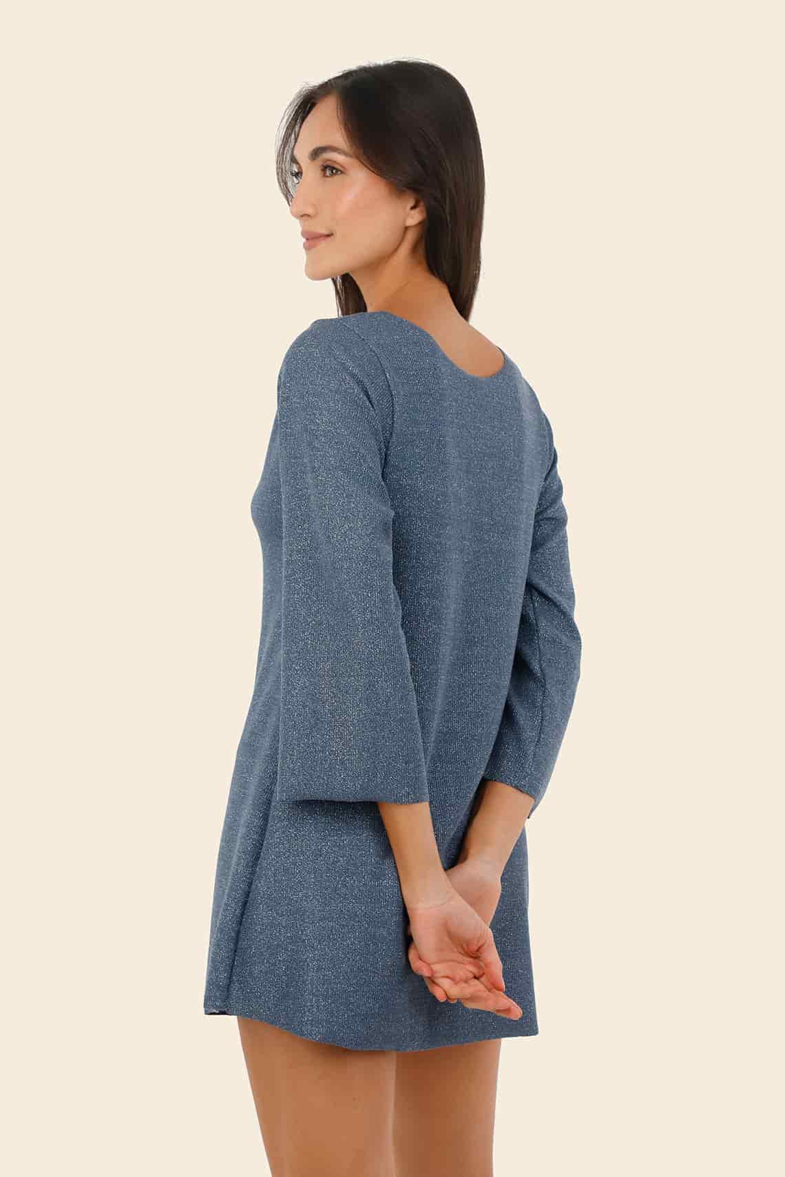 Textured Deep Blue Apogeo Dress - miniatura 4