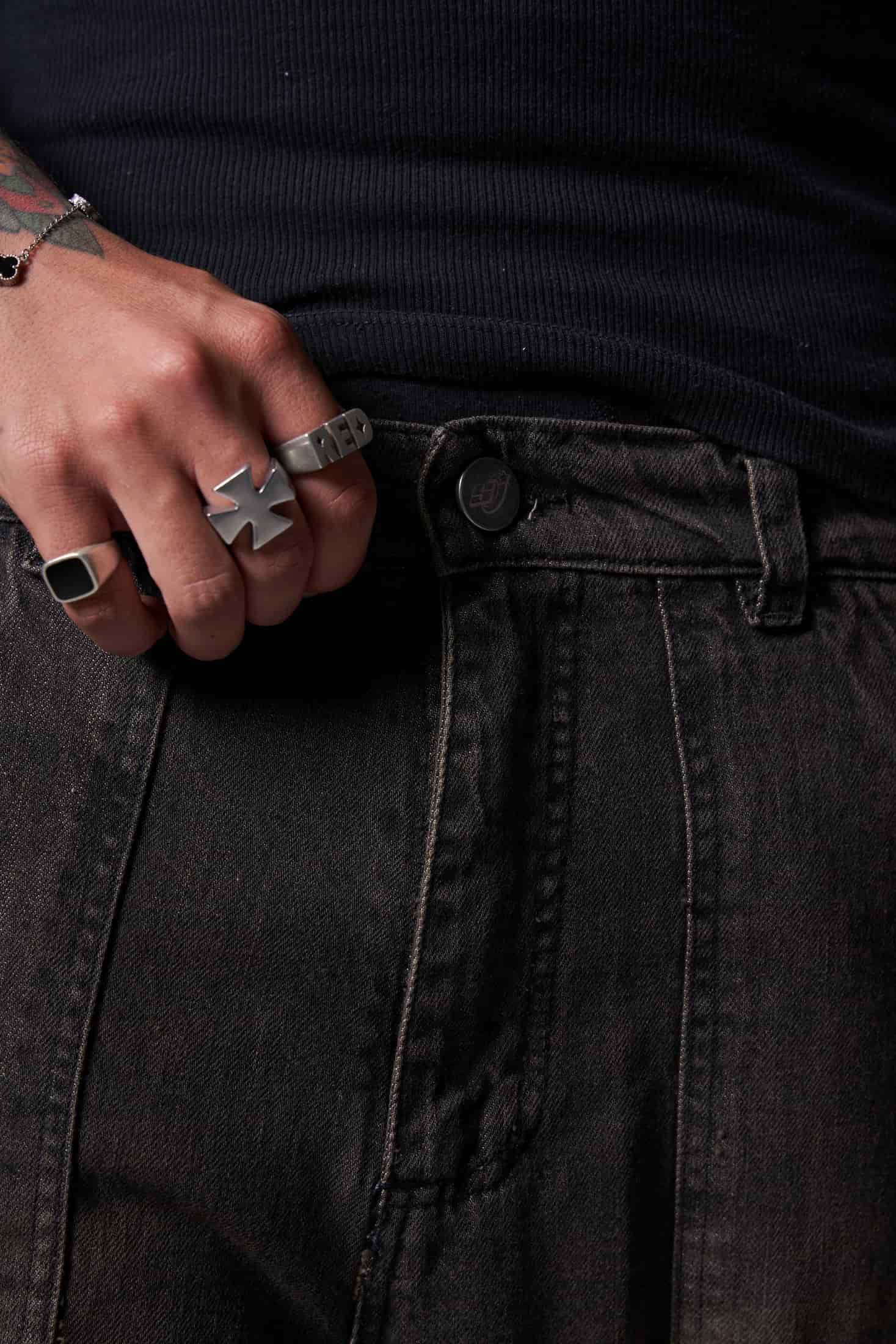JEANS  LAVADO CAFE 2 BOLSILLOS Y PINZAS - miniatura 4