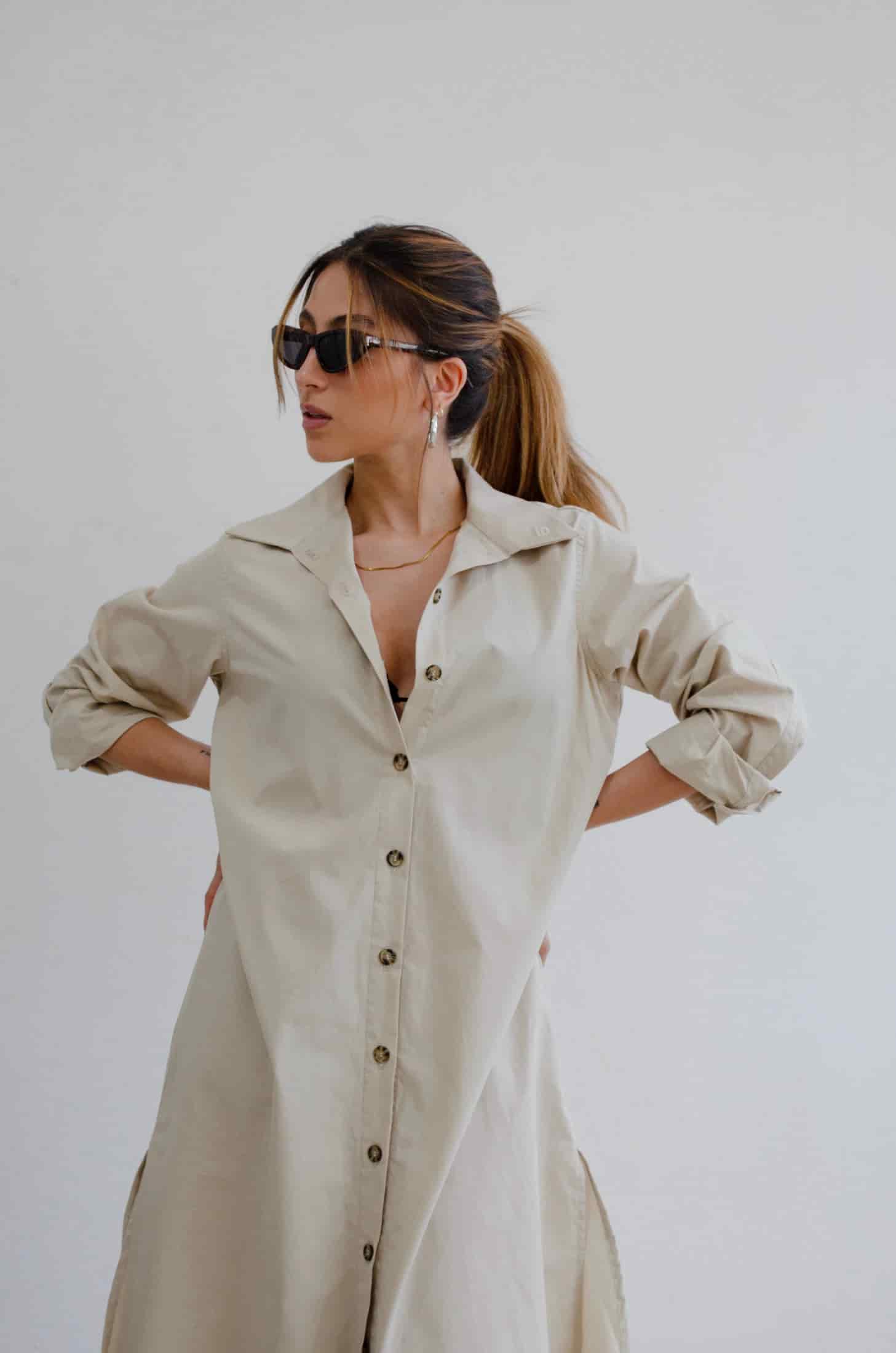 Camisa Nesta de algodón | Taupe - miniatura 3