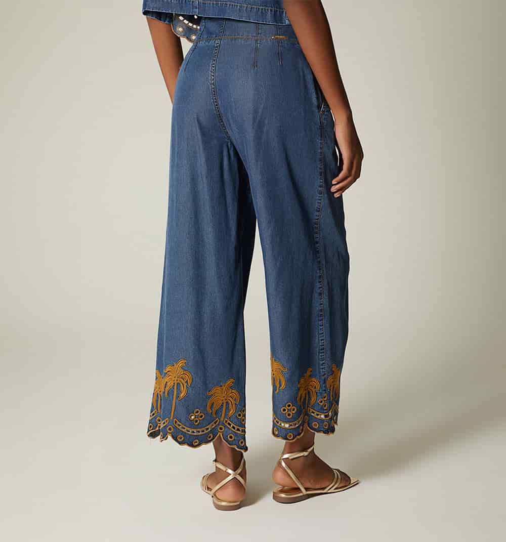 Jean culotte tiro alto bordado en bota - miniatura 4