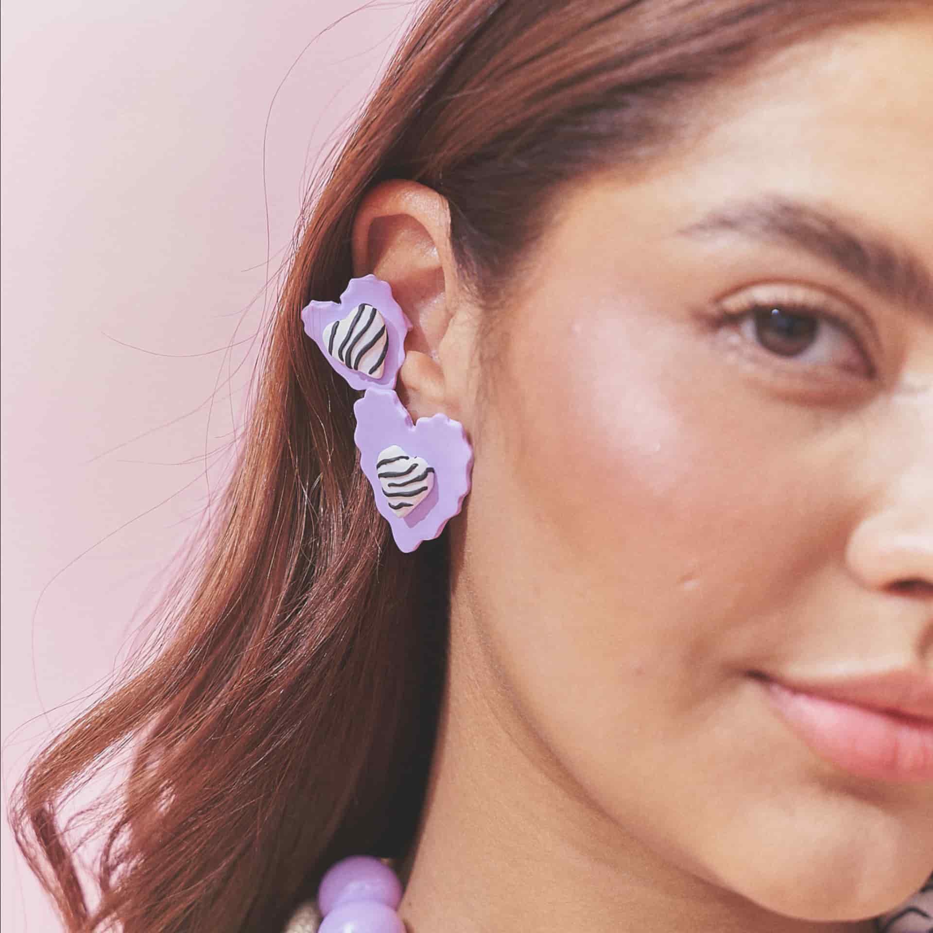 Earcuff Corazón Rayado Mix - miniatura 2