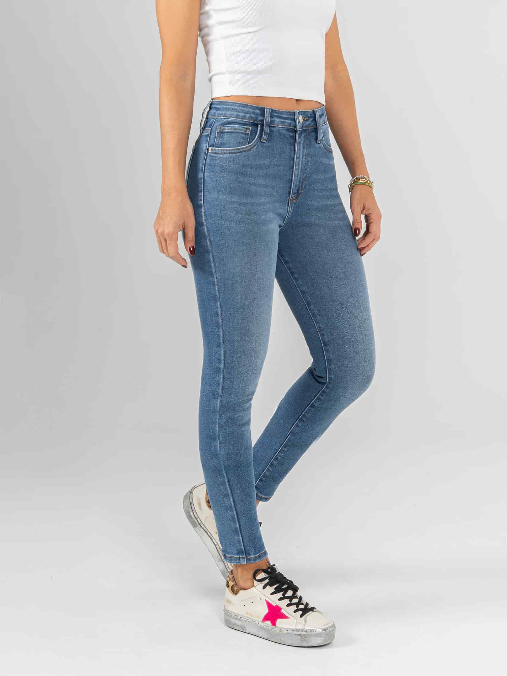 Ref: 066351 Jean Skinny stretch, tiro alto, tono azul medio. - miniatura 3
