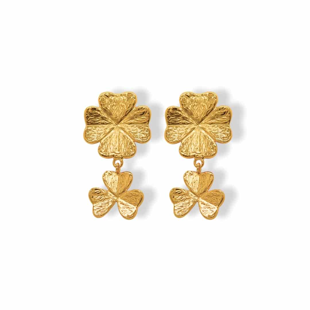 Aretes largos dobles de trébol - miniatura 1