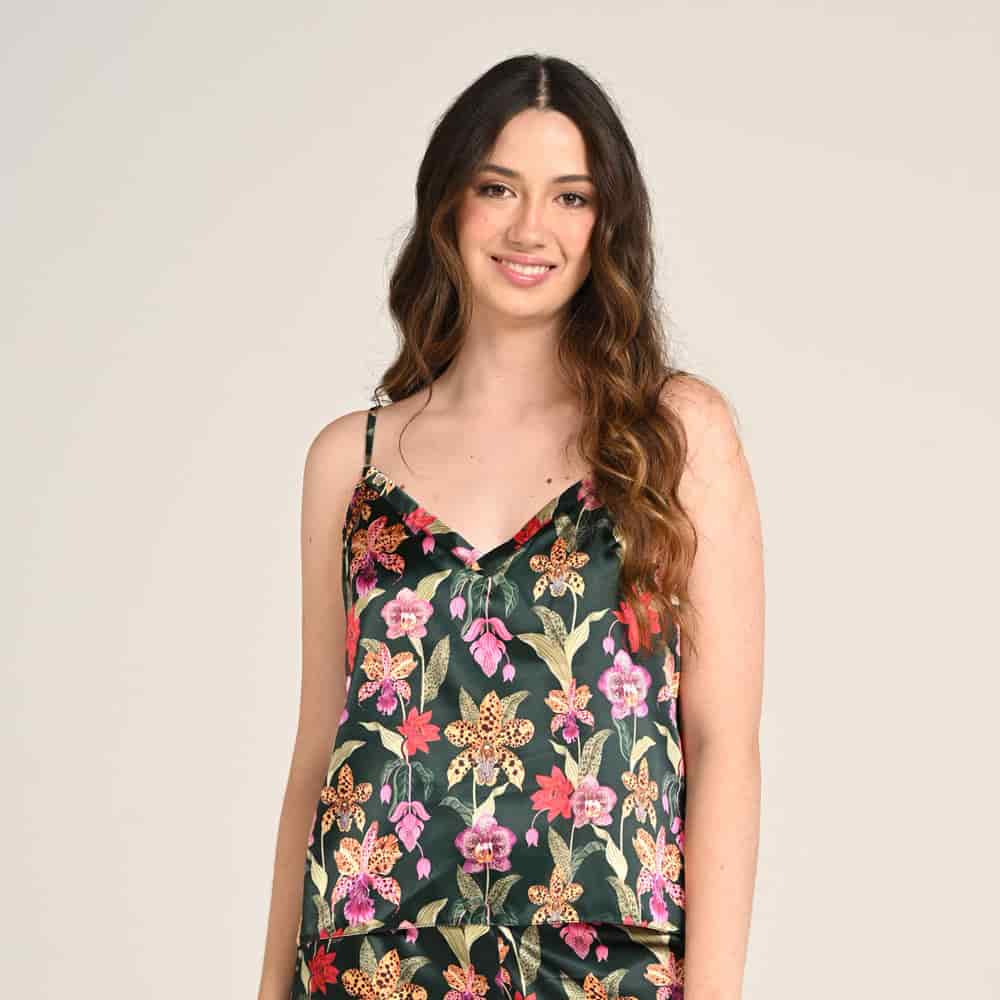Blusa Tiras Ajustables Escote V Estampado Cordillera - miniatura 1
