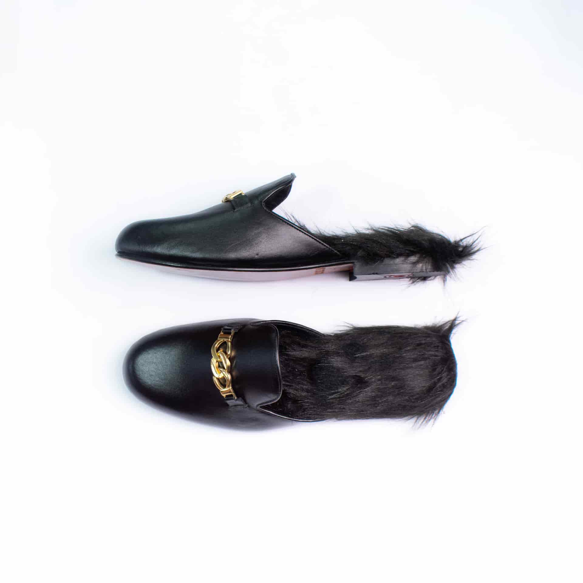 Slippers mules felpa negra - miniatura 2