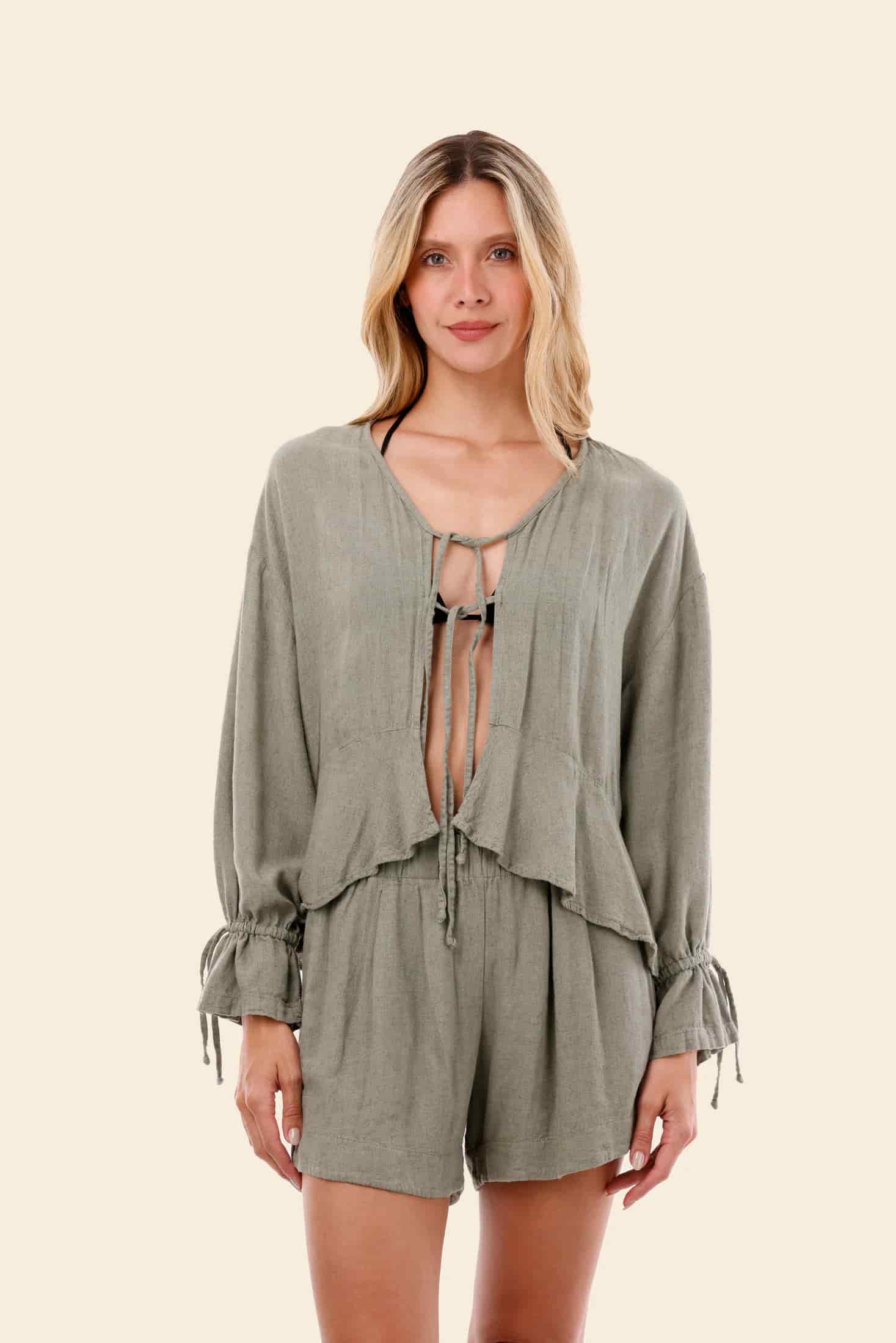 Serenity Green Linen Vento Short - miniatura 3