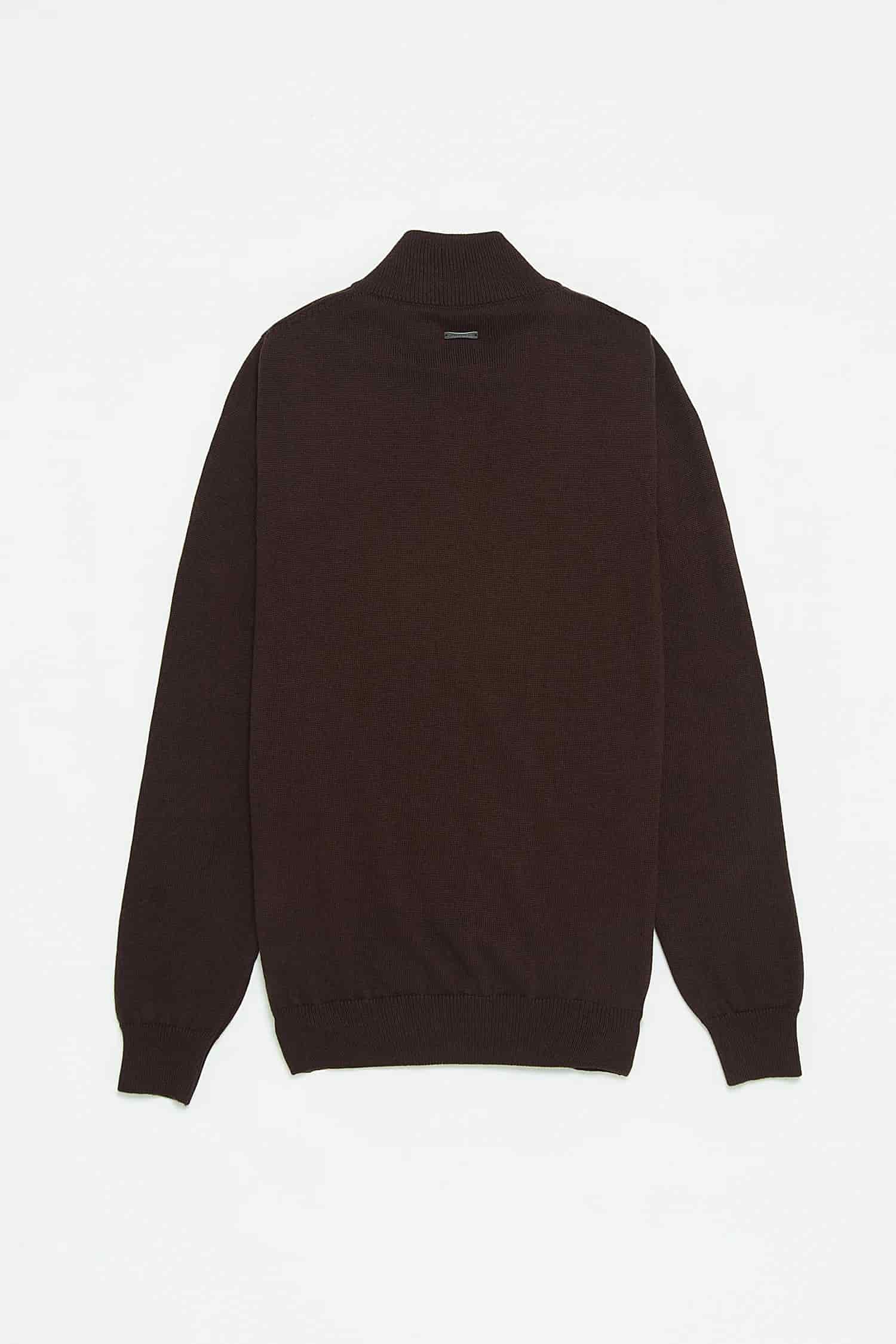 Saco Half Zip Algodón Chocolate - miniatura 4