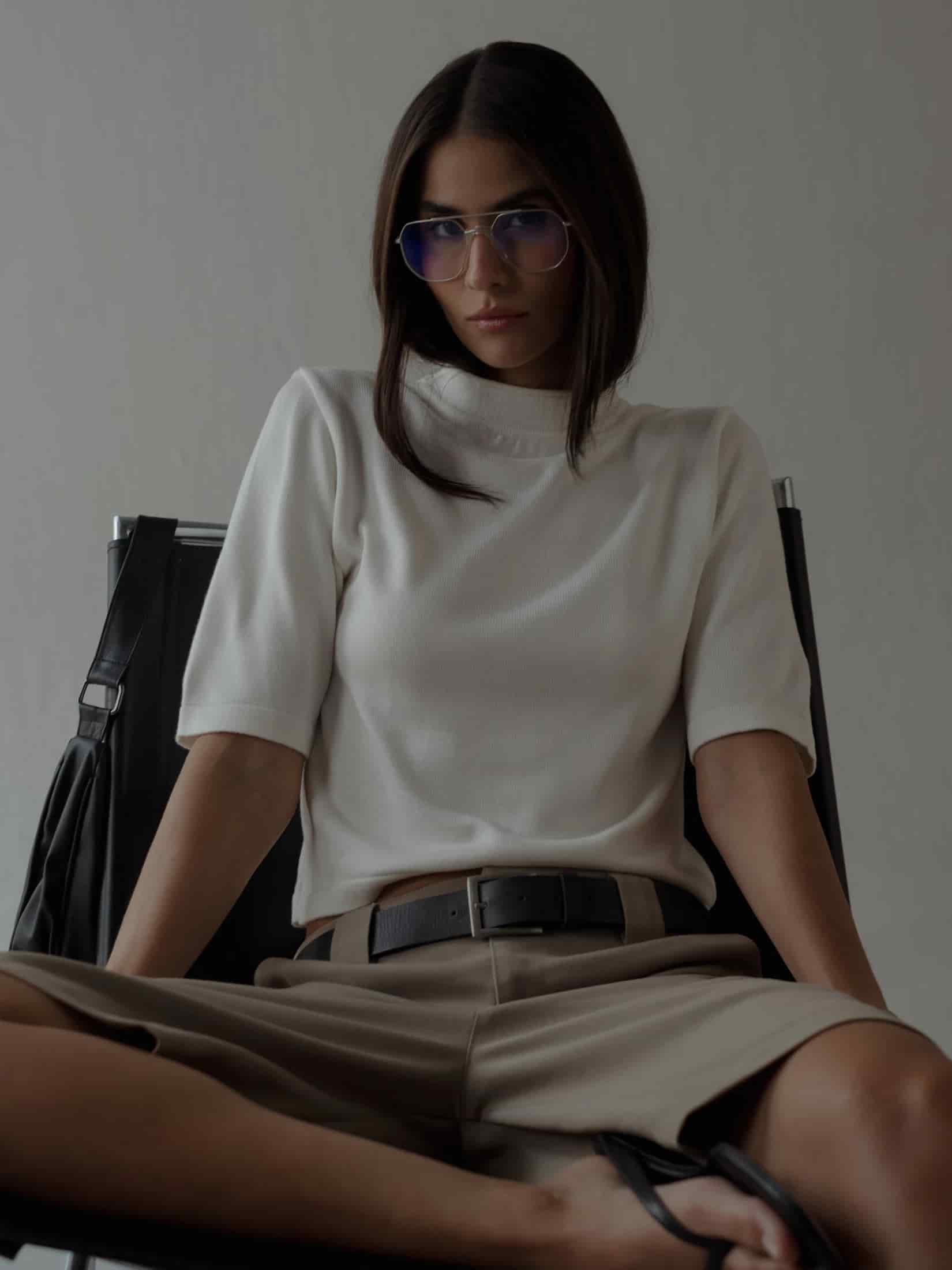 TALL COLLAR KNIT T-SHIRT - VANILLA - miniatura 4