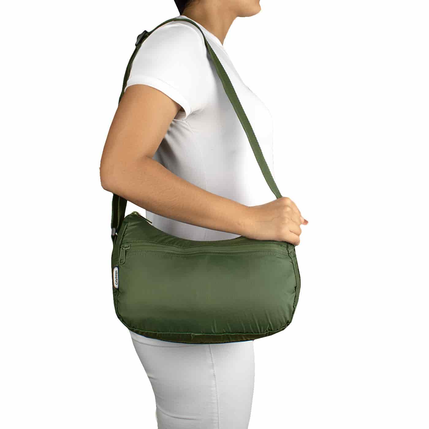 Bolso City Manos Libres Plegable Verde Militar - miniatura 3