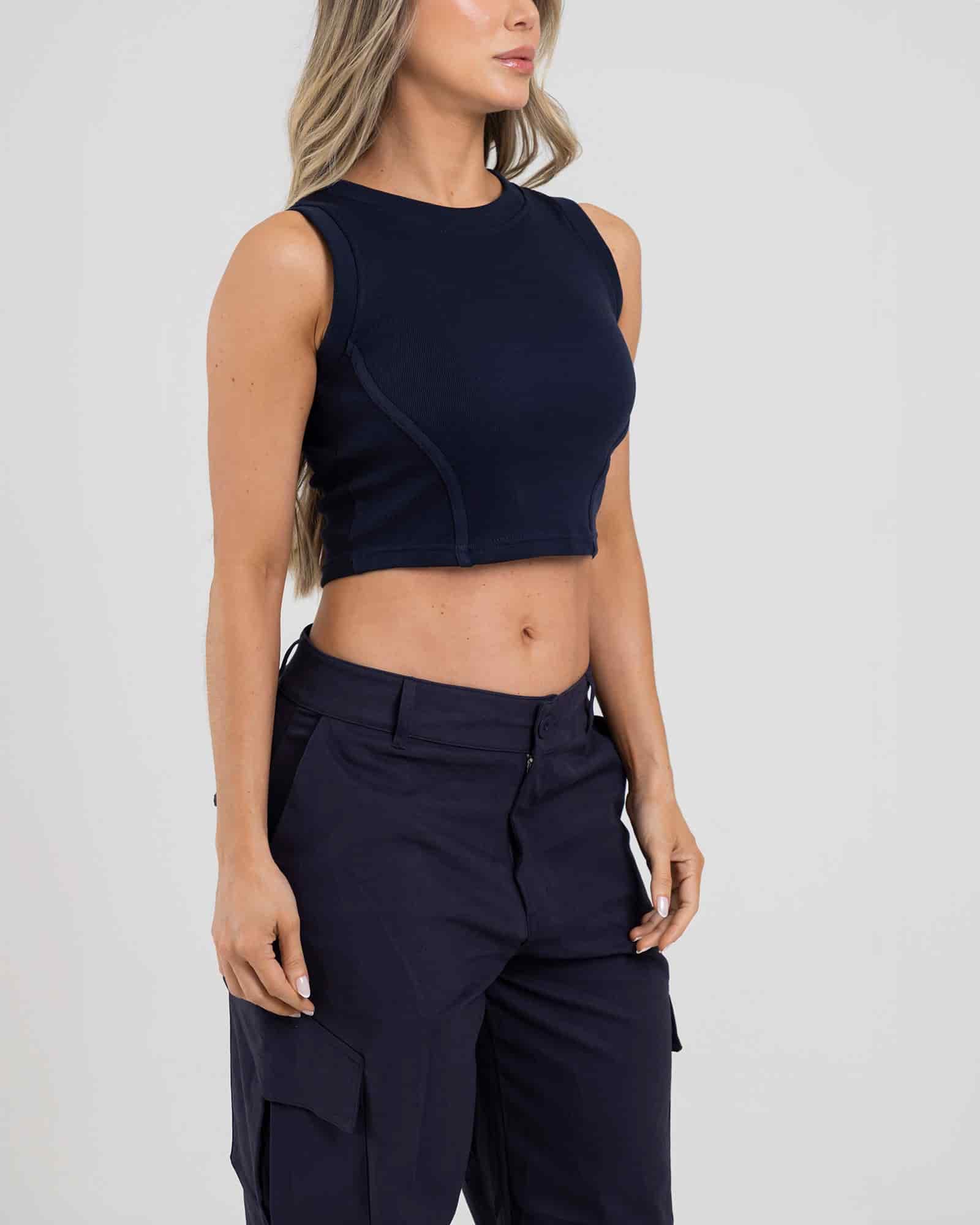 Tank top pure azul navy ease genuina - miniatura 2