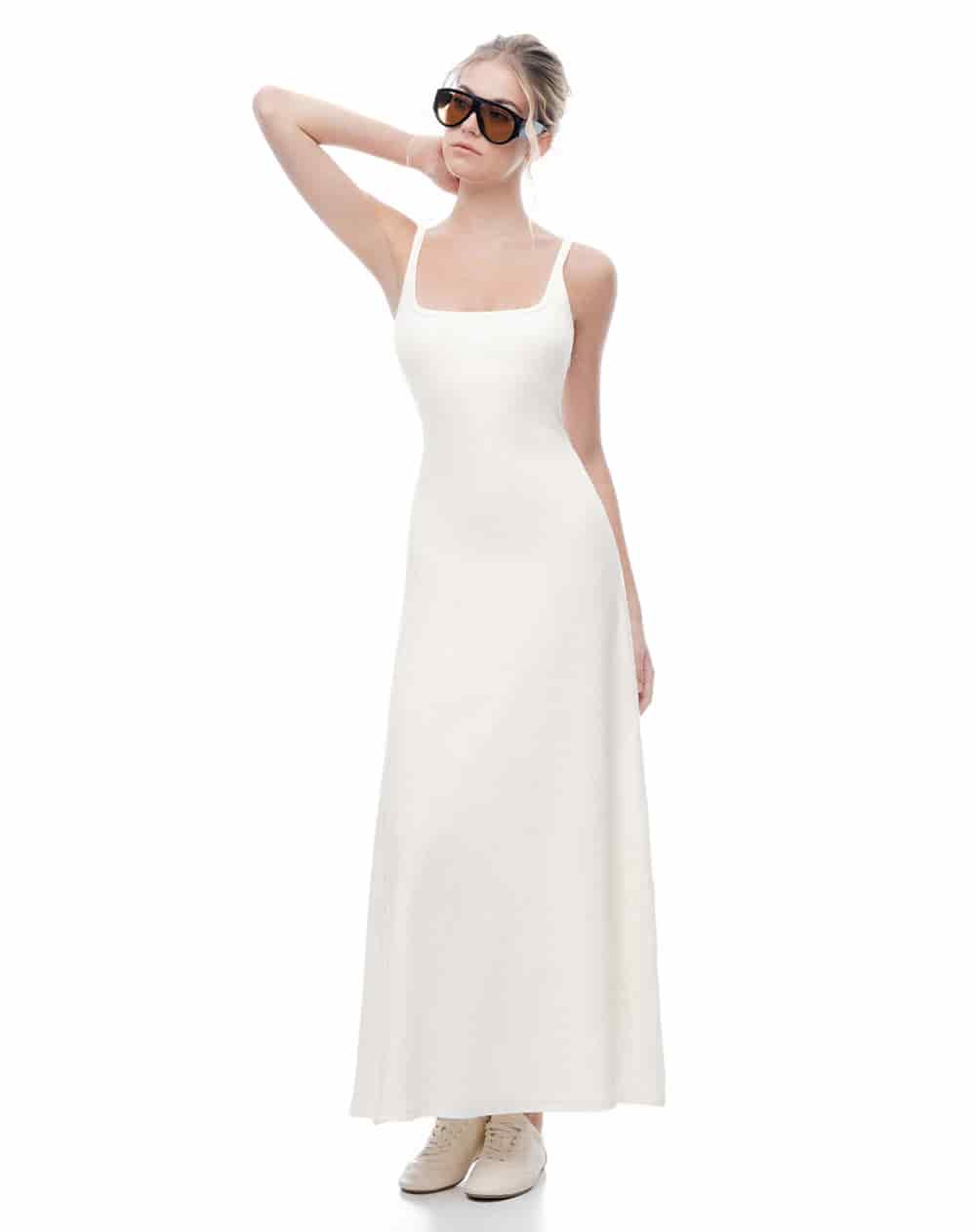 Vestido largo blanco mujer - miniatura 1