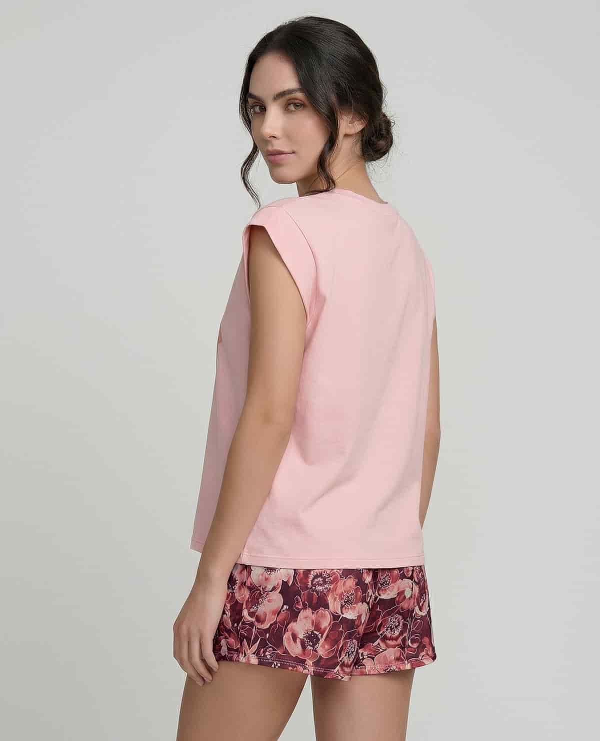 Pijama de Short | Camiseta Manga Rodada - miniatura 2