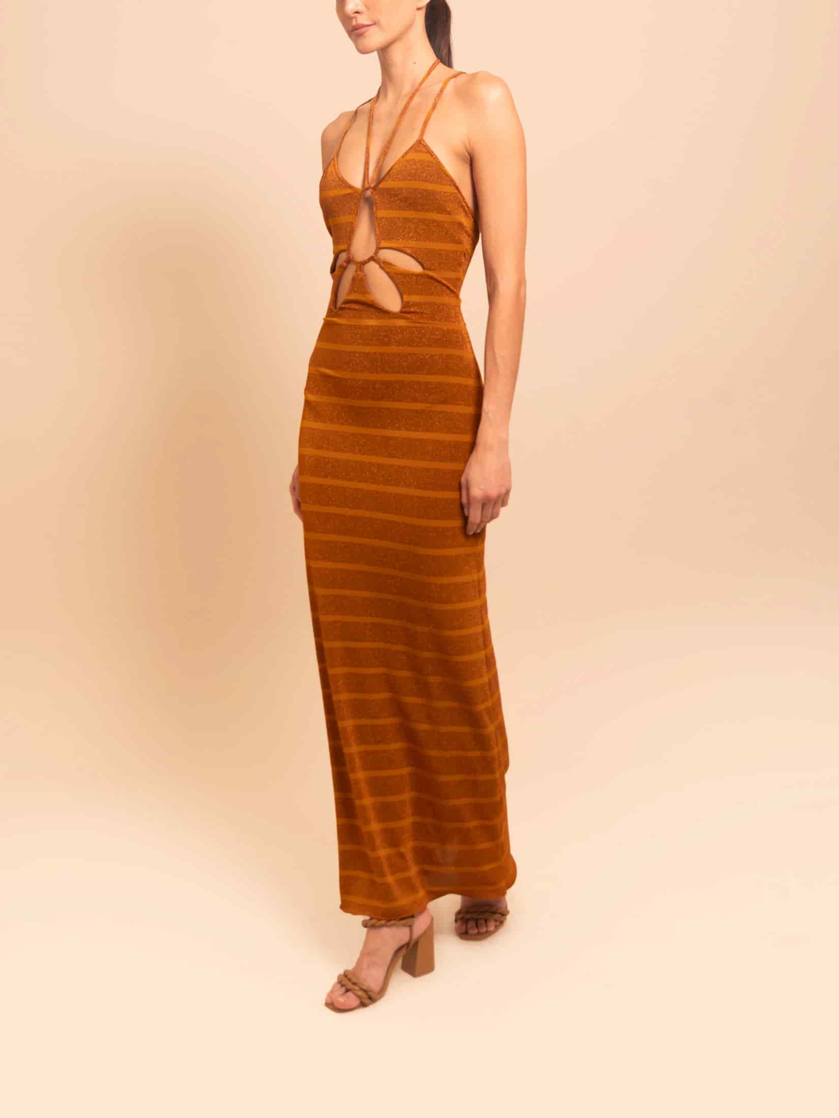 DALIA DRESS BRONZE STRIPE - miniatura 2