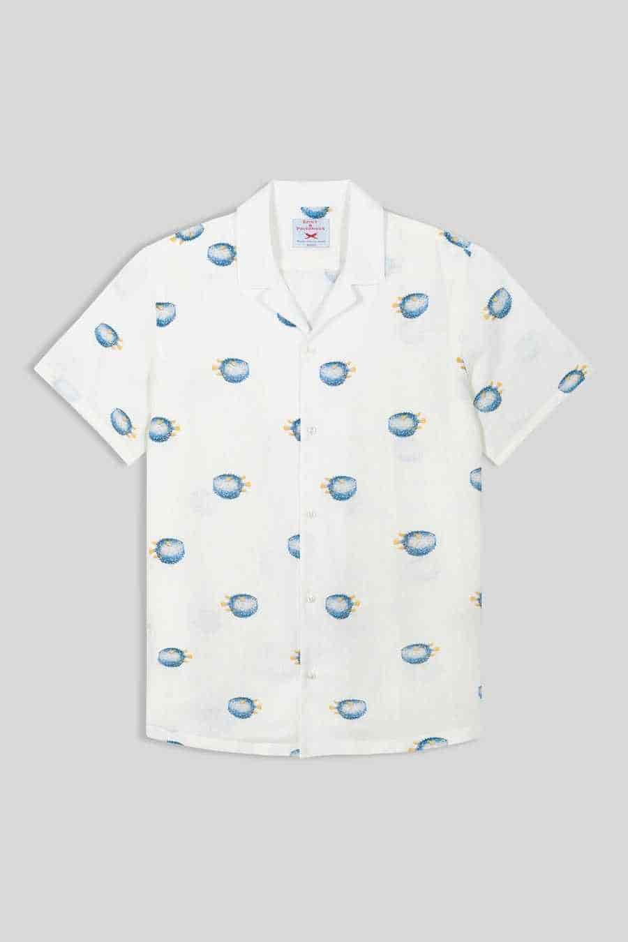 Men's linen shirt with separate pufferfish blue - miniatura 1
