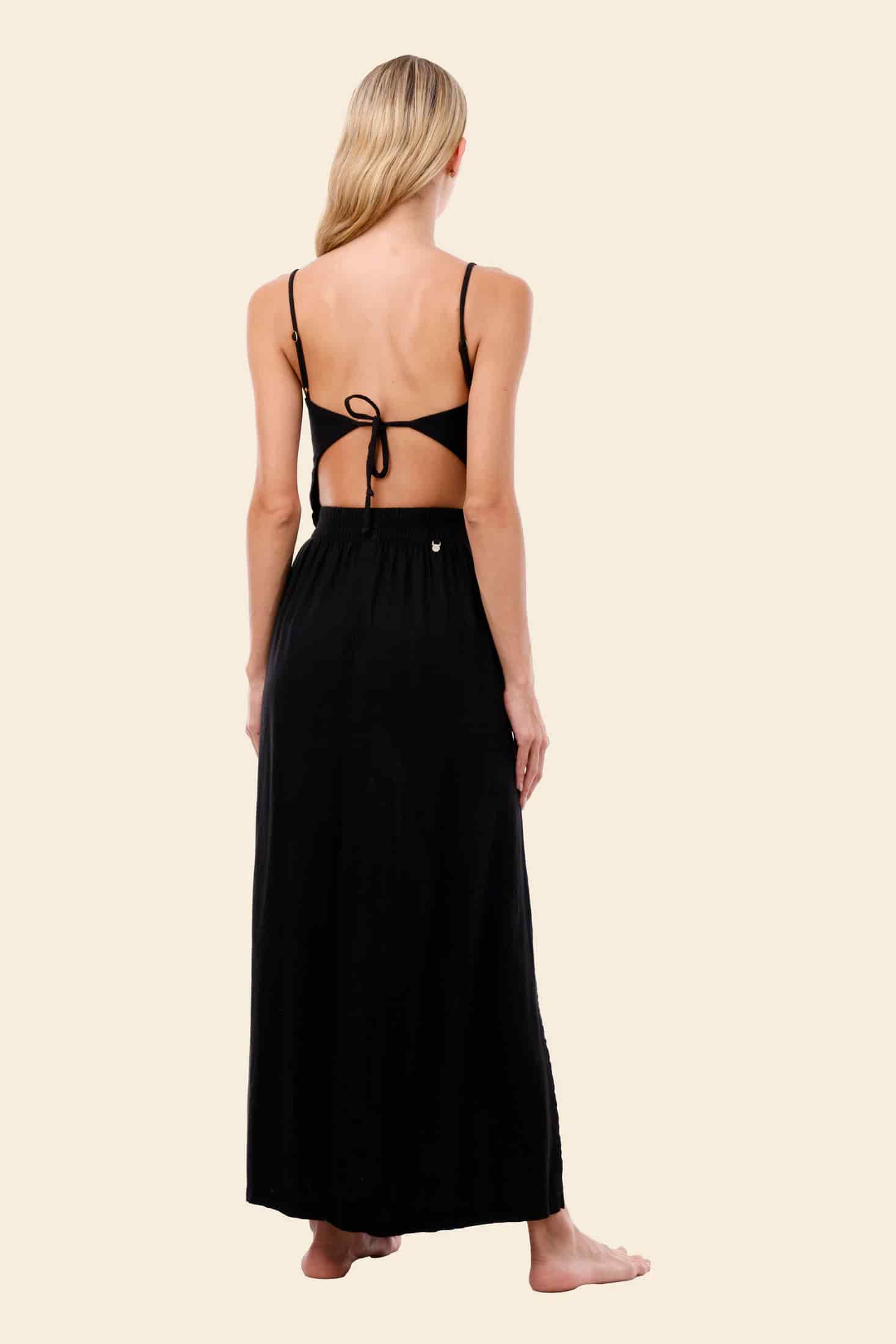 Black Linen Wavelet Dress - miniatura 2