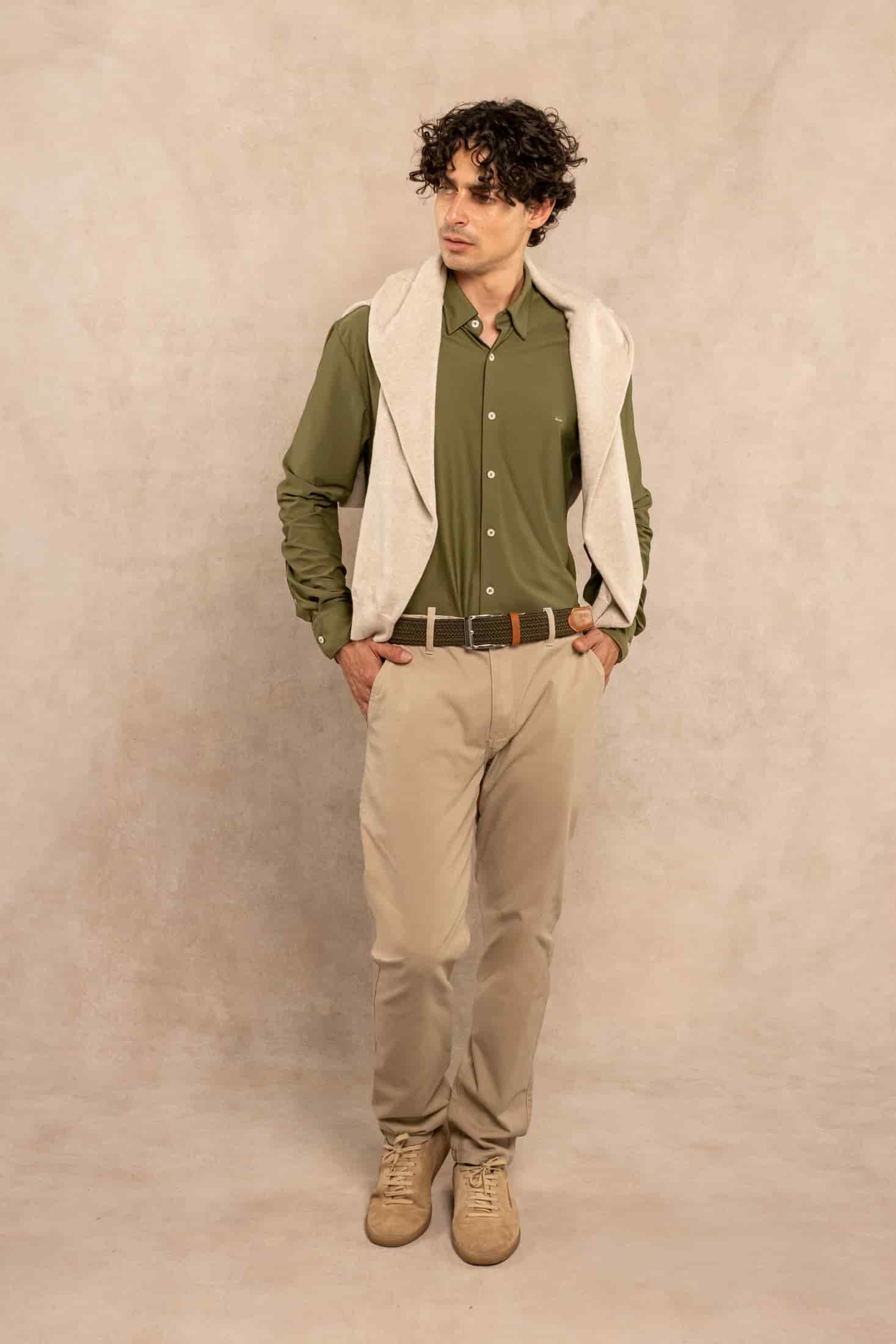 Camisa Performance Oxford Verde Militar - miniatura 2