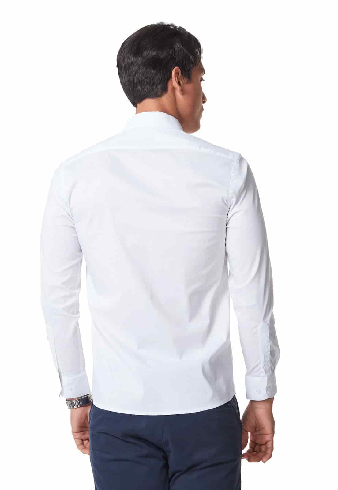 Camisa manga larga blanca con spandex slim fit - miniatura 2