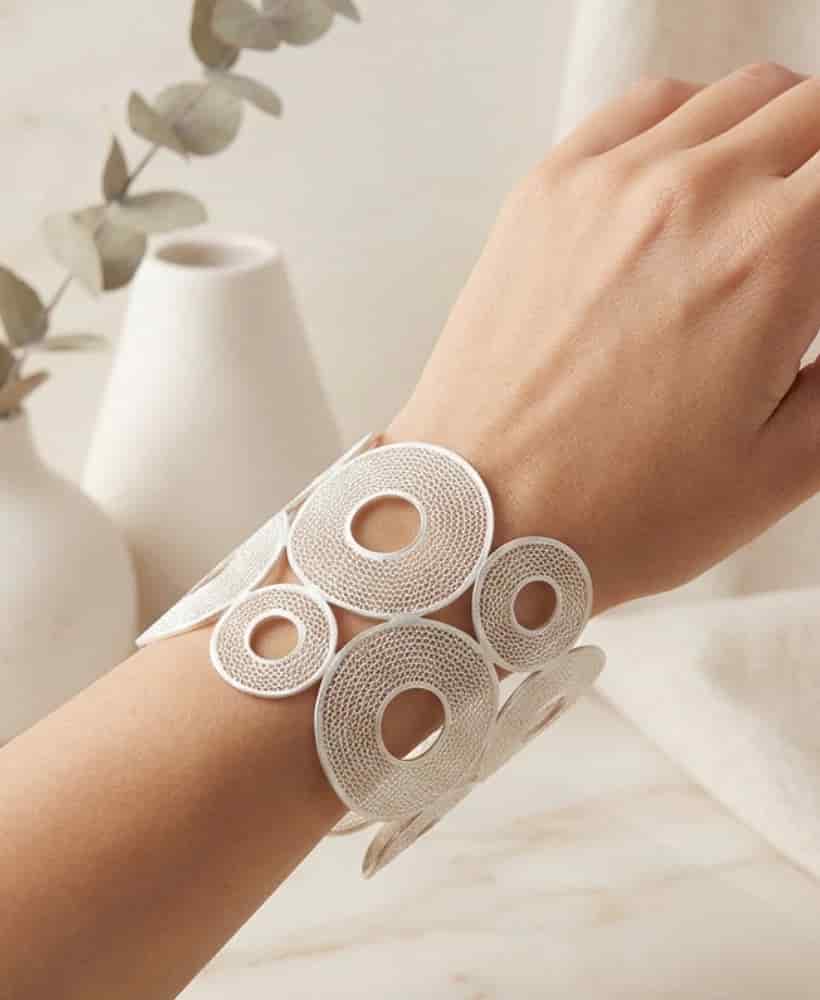 Pulsera Brazalete círculos en plata filigrana - miniatura 2