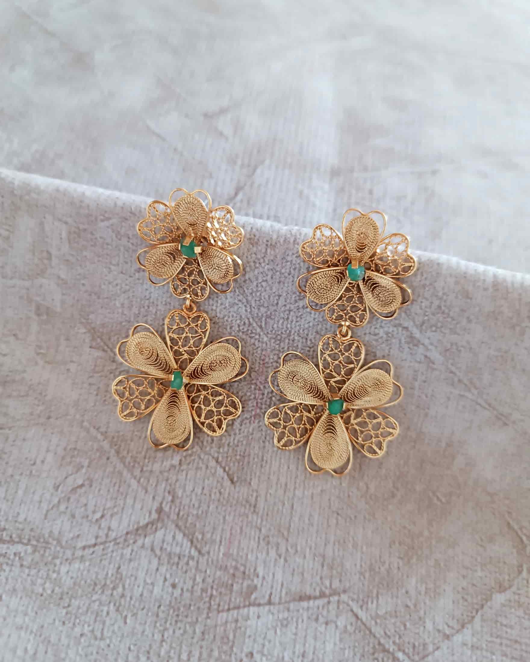 Aretes doble flor, Barbara - miniatura 4