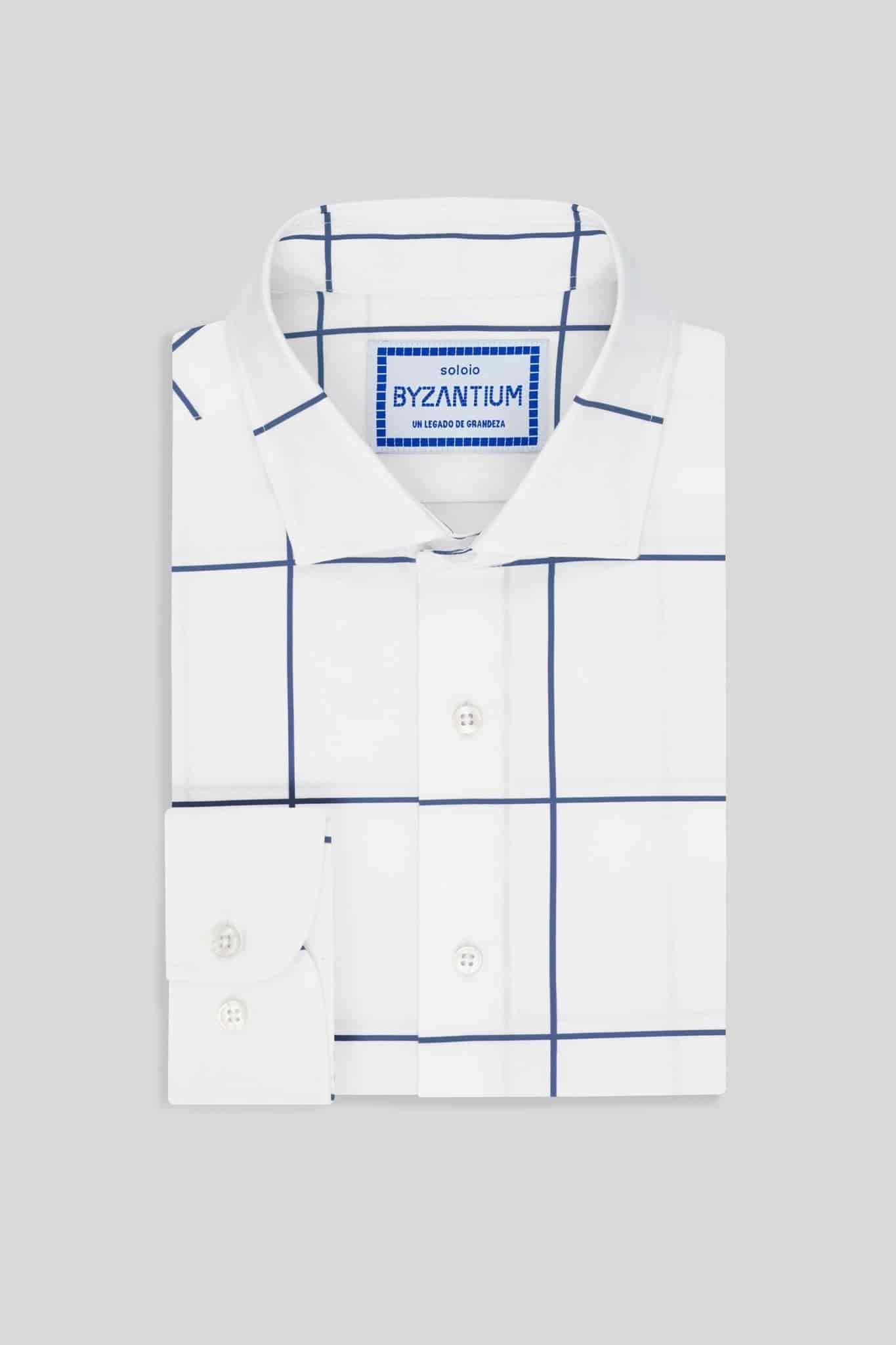 Men's cotton shirt navy teselas - miniatura 3