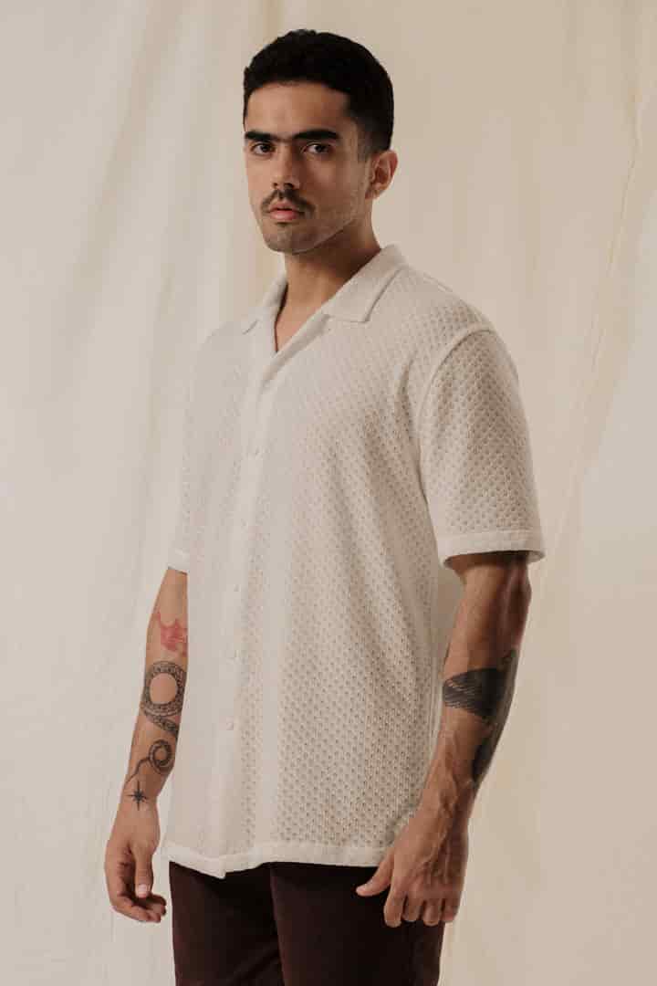 Camisa tejida beige - miniatura 1