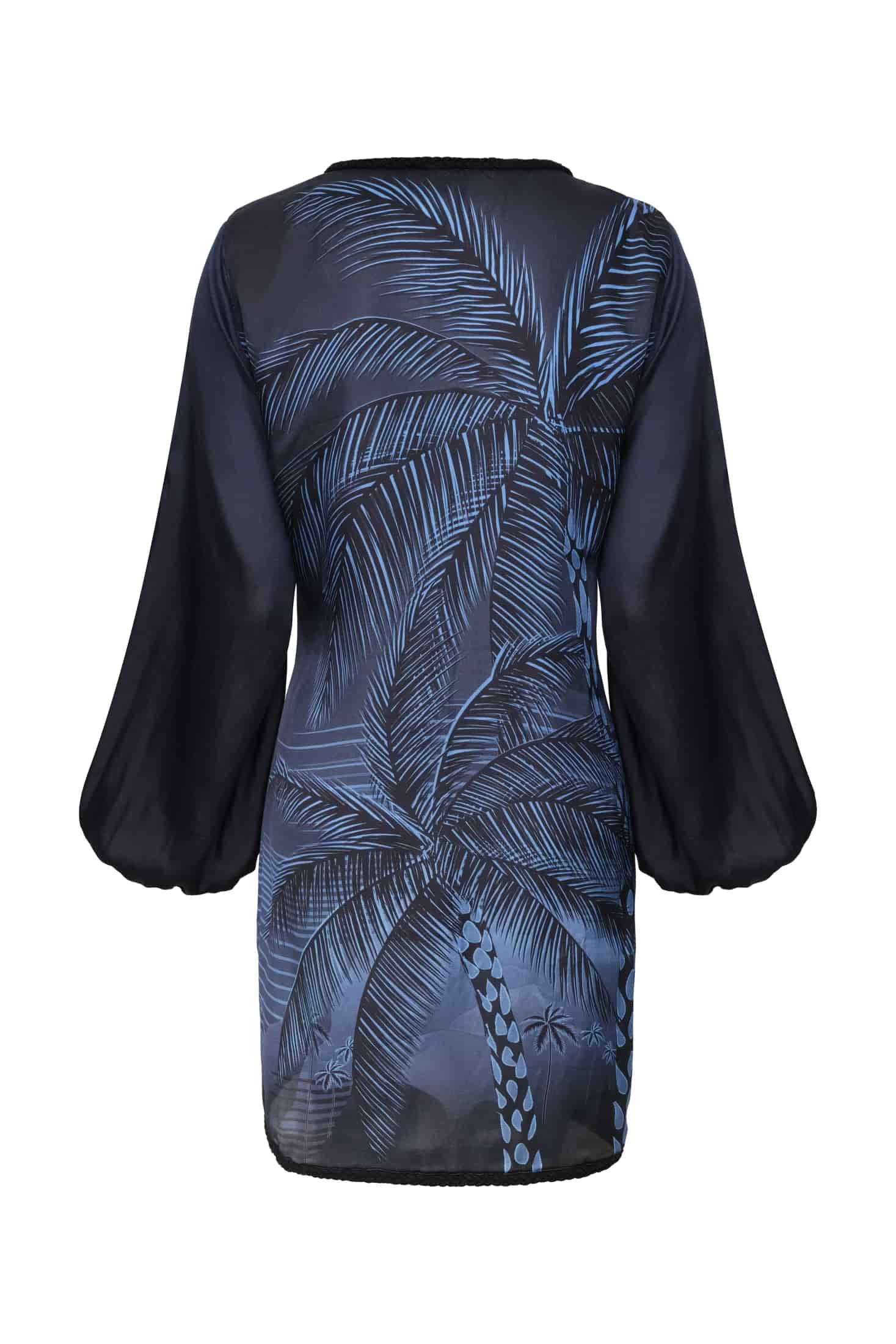 Hojarasca Martellato Silk Mini Dress / Navy Tropical Landscape - miniatura 5