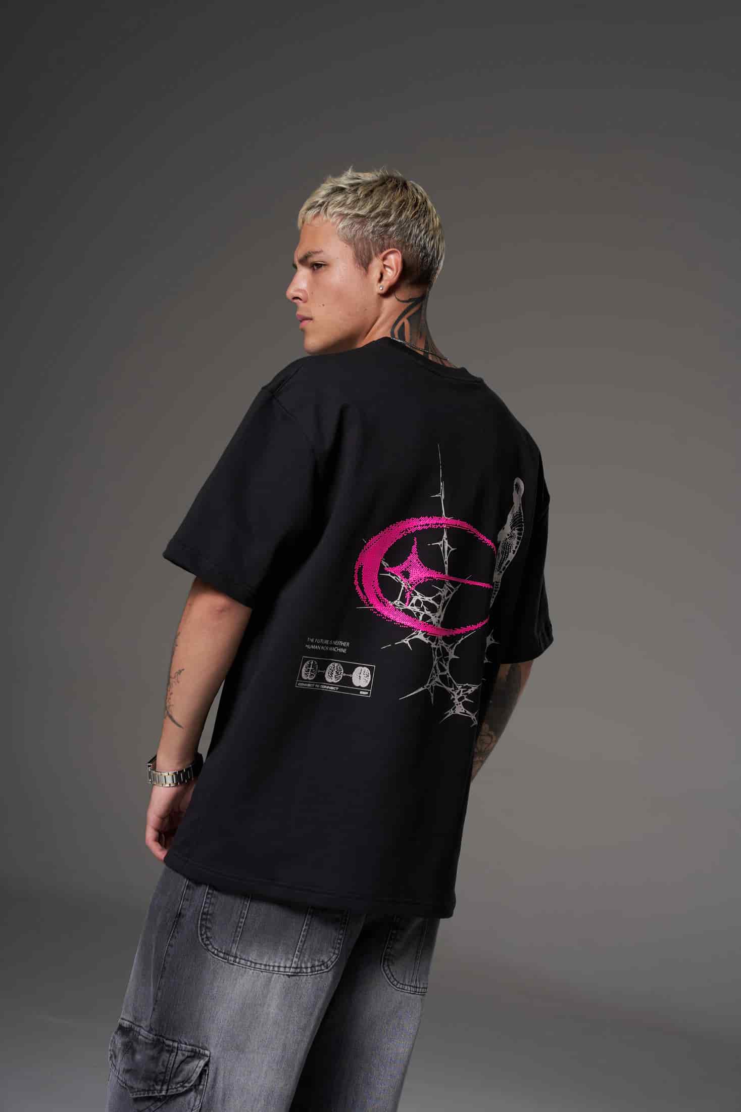 T shirt hyper human purple negra claro 300 gramos 14584 - miniatura 3