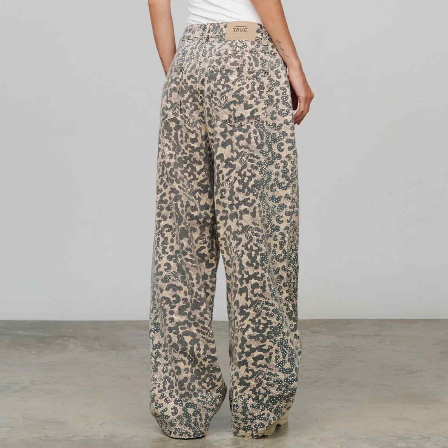 Leopard Wide Leg Jeans - Camel - miniatura 8