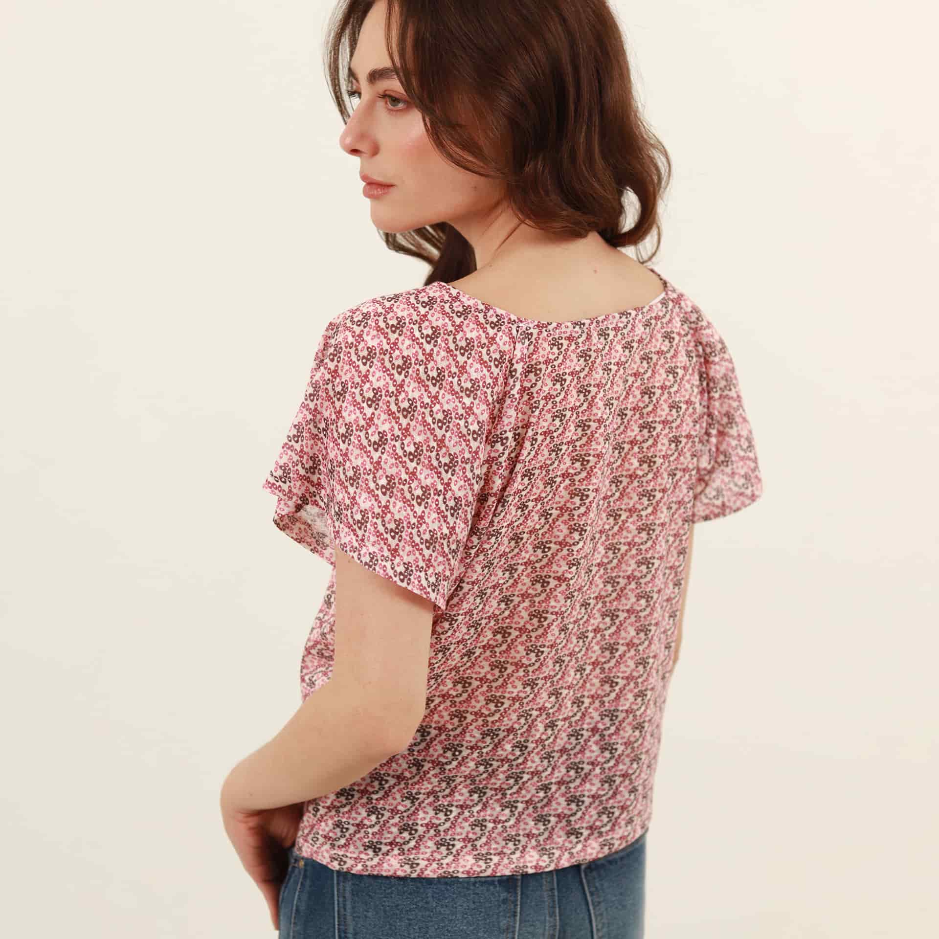 Blusa estampada cuello redondo manga corta - miniatura 6
