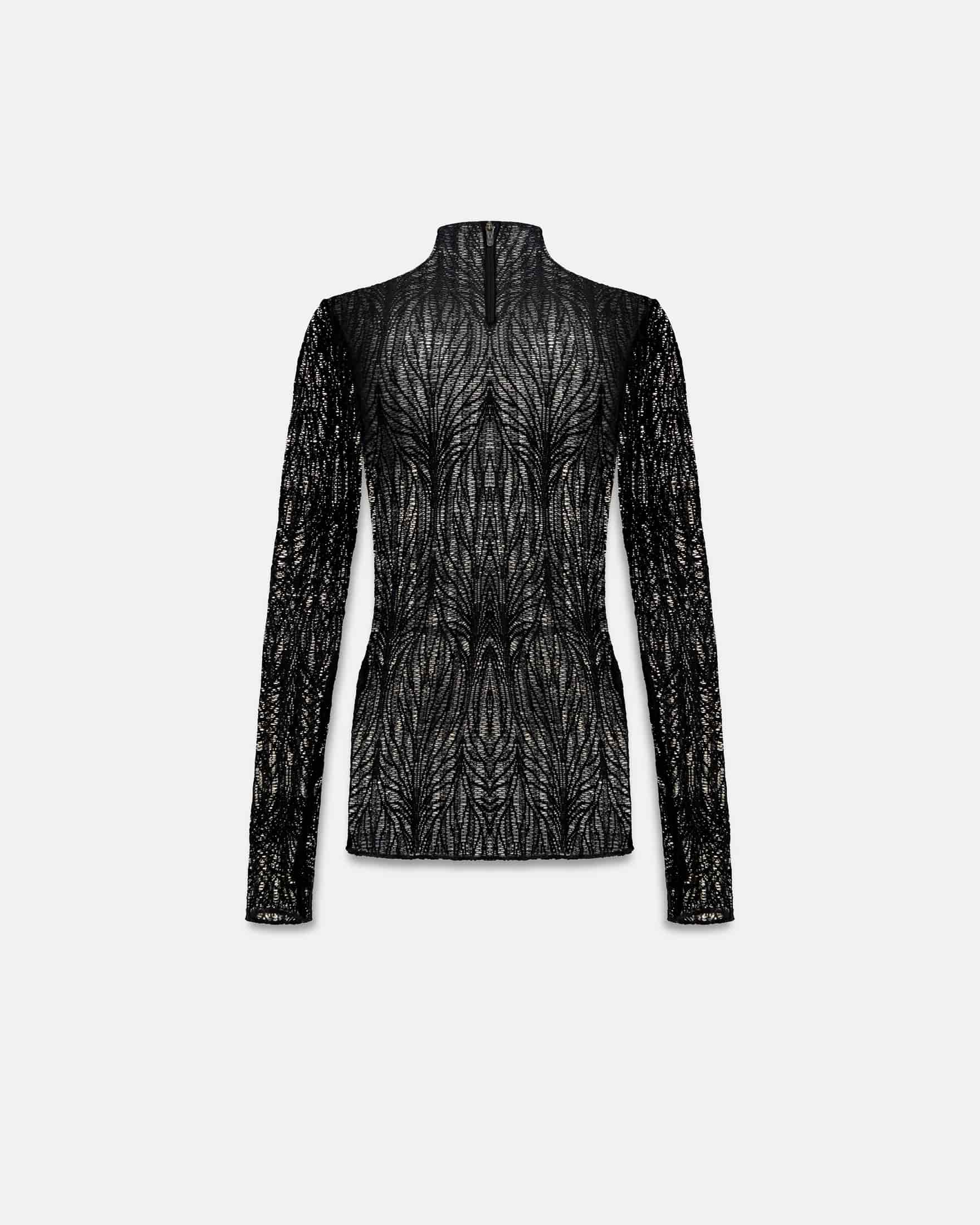 Basics Turtle Neck Top Transparent Black - miniatura 3