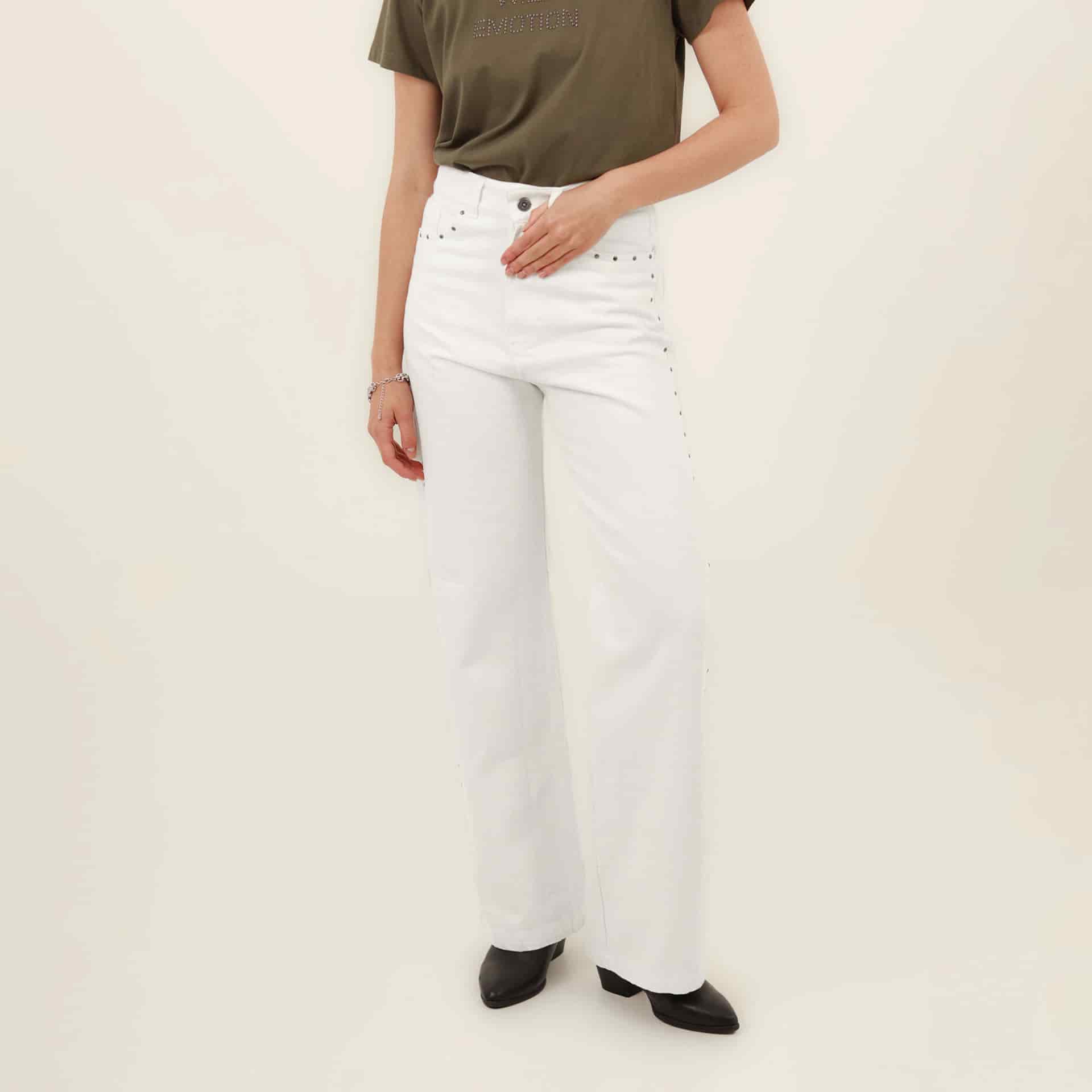 Jean palazzo bota flare con taches - miniatura 5